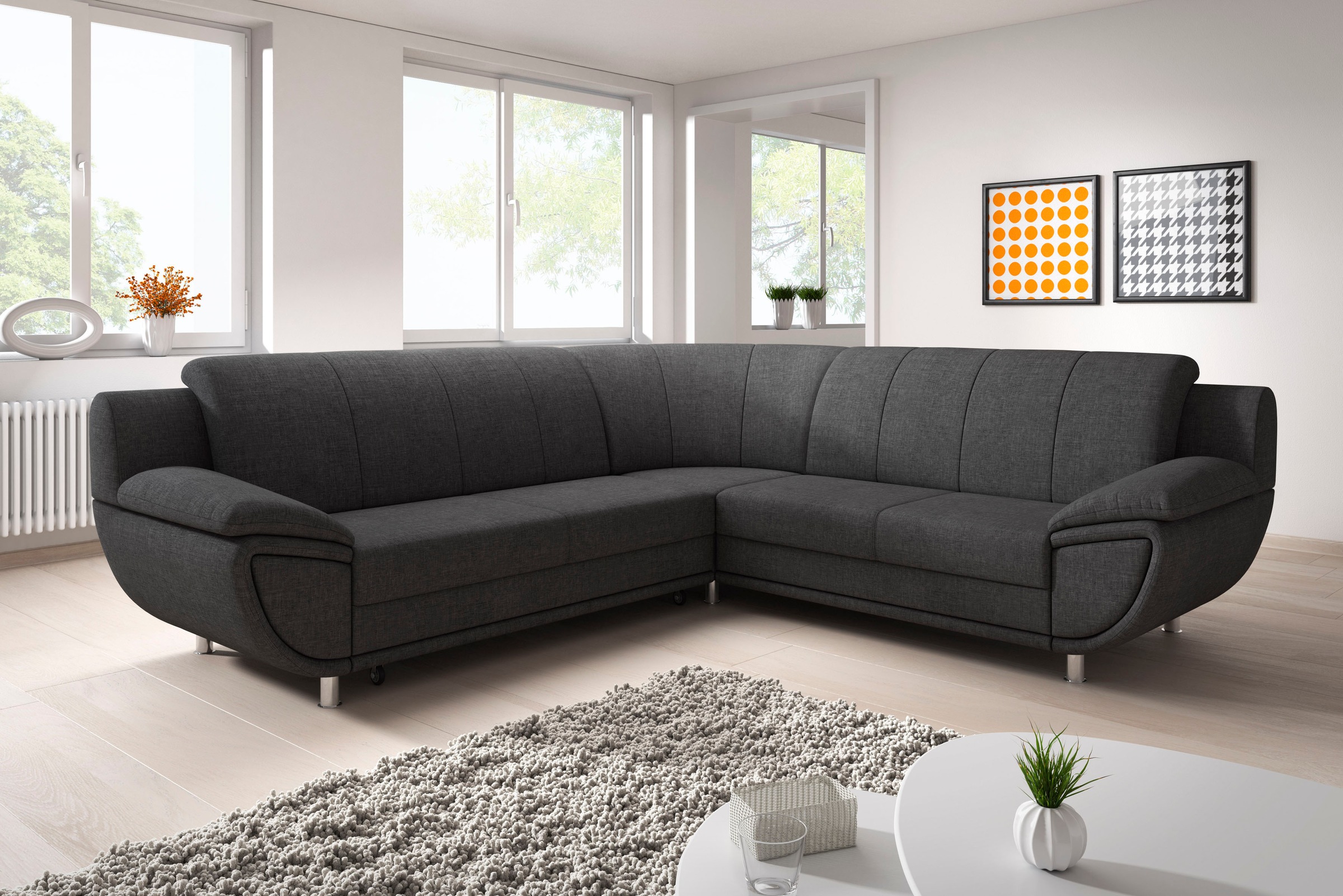 TRENDMANUFAKTUR Ecksofa »Rondo II, zeitlos & elegant, bequeme Armlehnen, L- günstig online kaufen