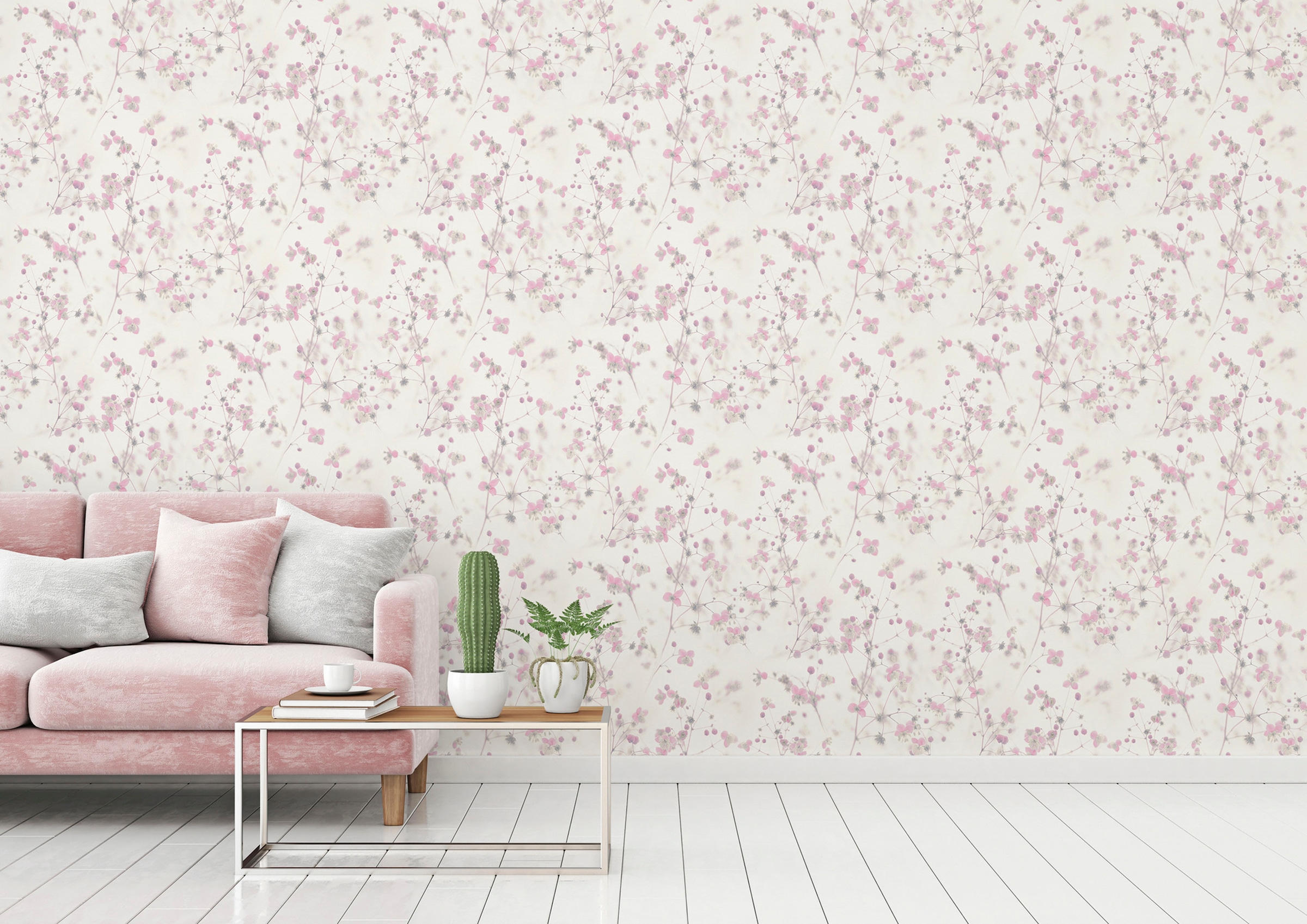 A.S. Création Vliestapete »PintWalls Blümchen 3D Effekt«, matt-gemustert-neutral, Florale Tapete Florale Tapete Tapeten Wohnzimmer Schlafzimmer Küche
