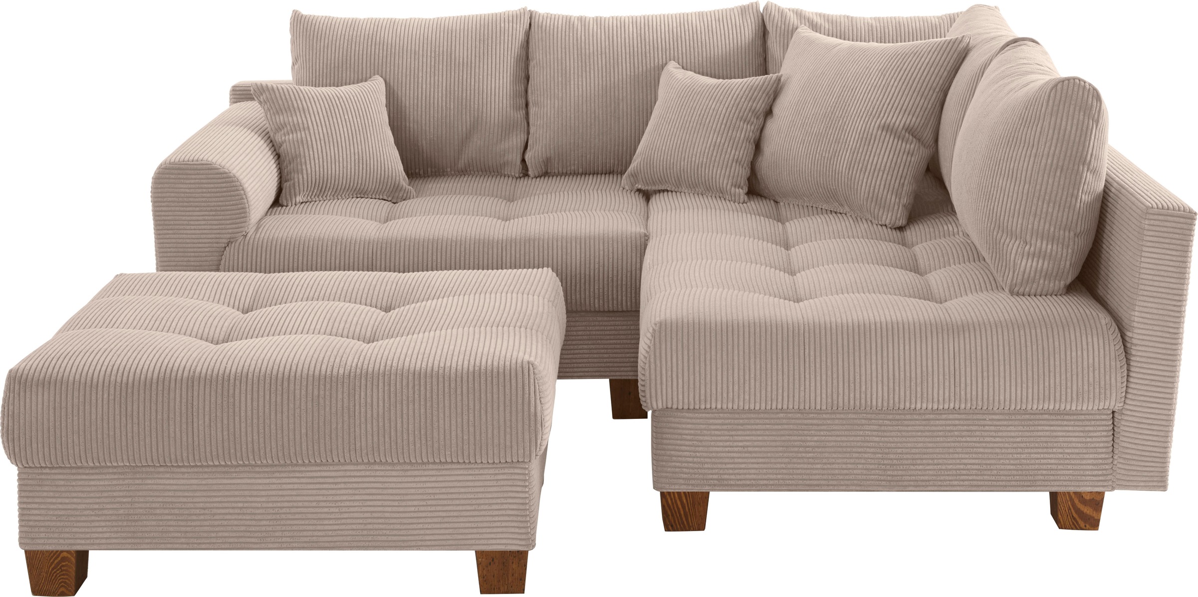Home affaire Ecksofa »Rice L-Form, B: 216 cm« Set: Sofa & Hocker, mit 3 Zie günstig online kaufen
