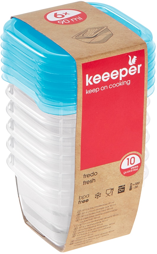 keeeper Frischhaltedose »fredo fresh«, (Set, 23 tlg.), rechteckig, 90 - 2000 ml, Unterteile und Deckel, aus Kunststoff