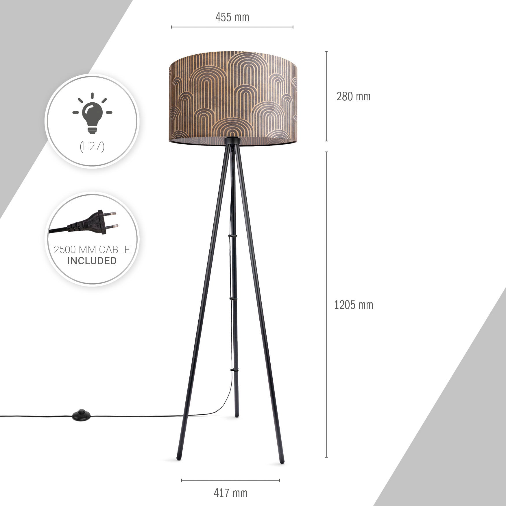 Paco Home Stehlampe Pillar«, Vintage online Dreibein Büro Stoffschirm bestellen Wohnzimmer Mit »Trina Stehlampe Leselampe
