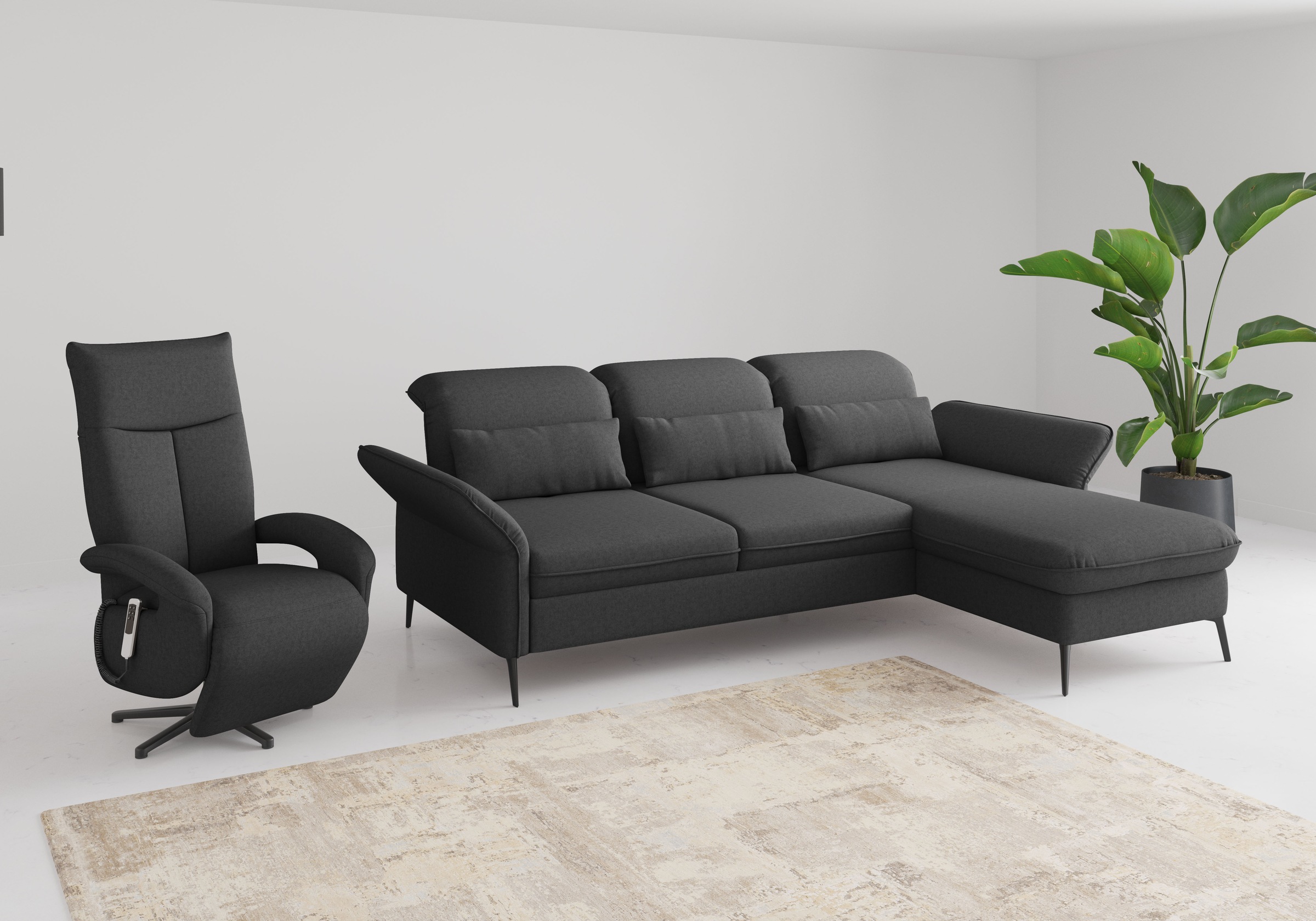 sit&more Ecksofa »Emely, inkl. Sitztiefenverstellung«, wahlweise mit Bettfunktion,Bettkasten,Kopf- & Armteilverstellung