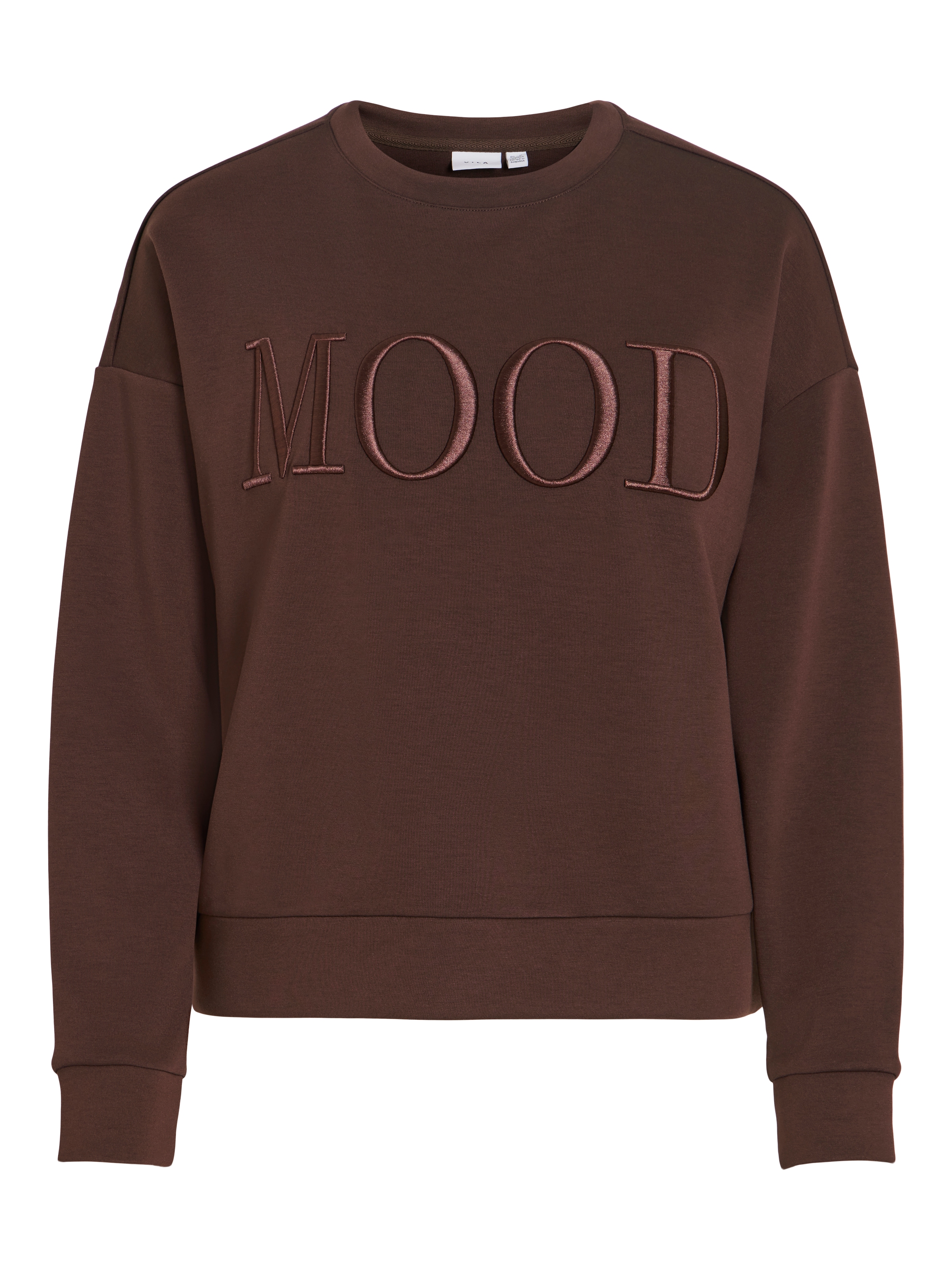 Vila Sweater »VIREFLECT MOOD EMB L/S SWEAT TOP/R/3«, Materialmix, loose fit
