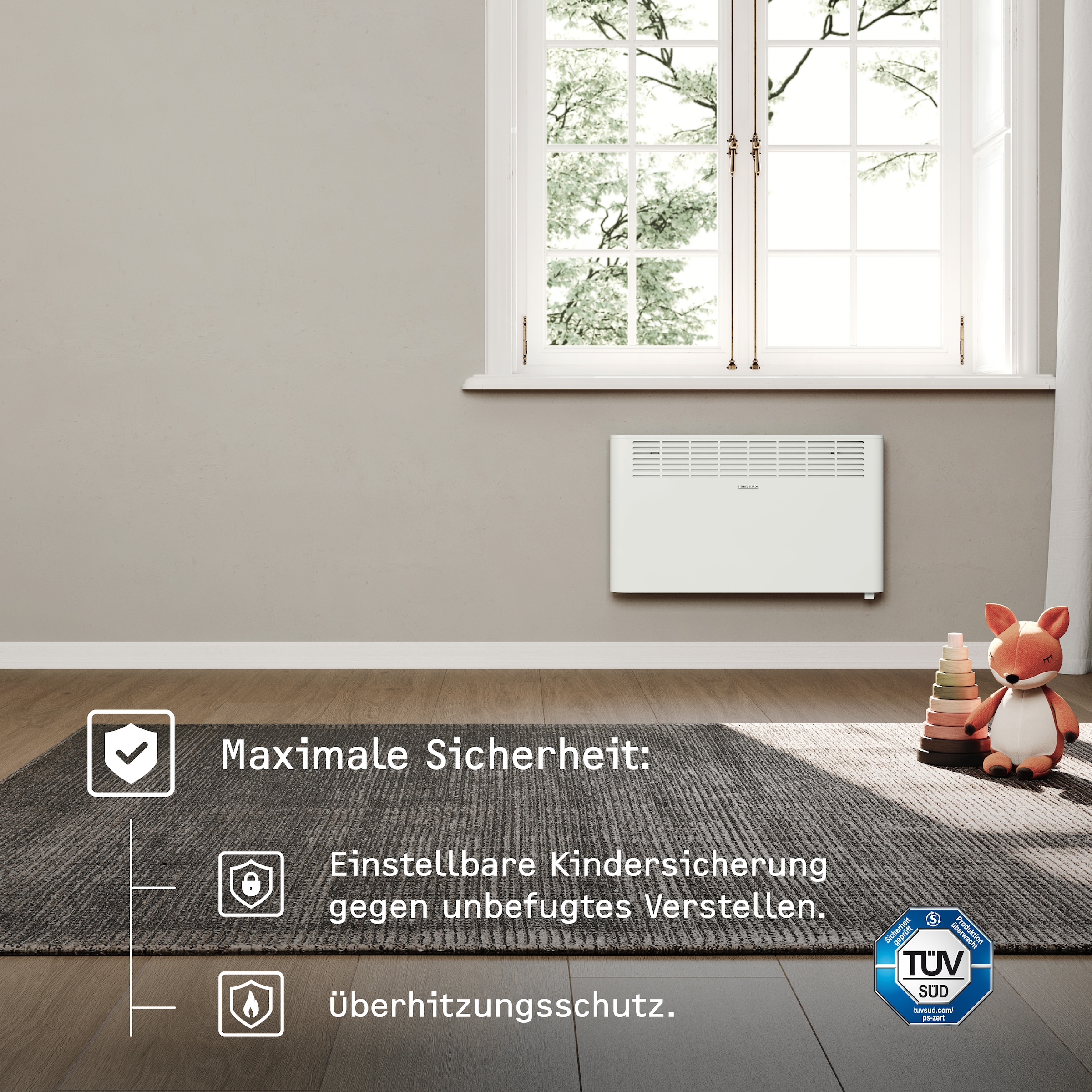 STIEBEL ELTRON Konvektor »»CNS 2000 Plus LCD«, Wandkonvektor, energiesparend, 2,0 kW«, für ca. 25 m², LC-Display, Wochen-/120 Min-Kurzzeittimer, Silent Mode