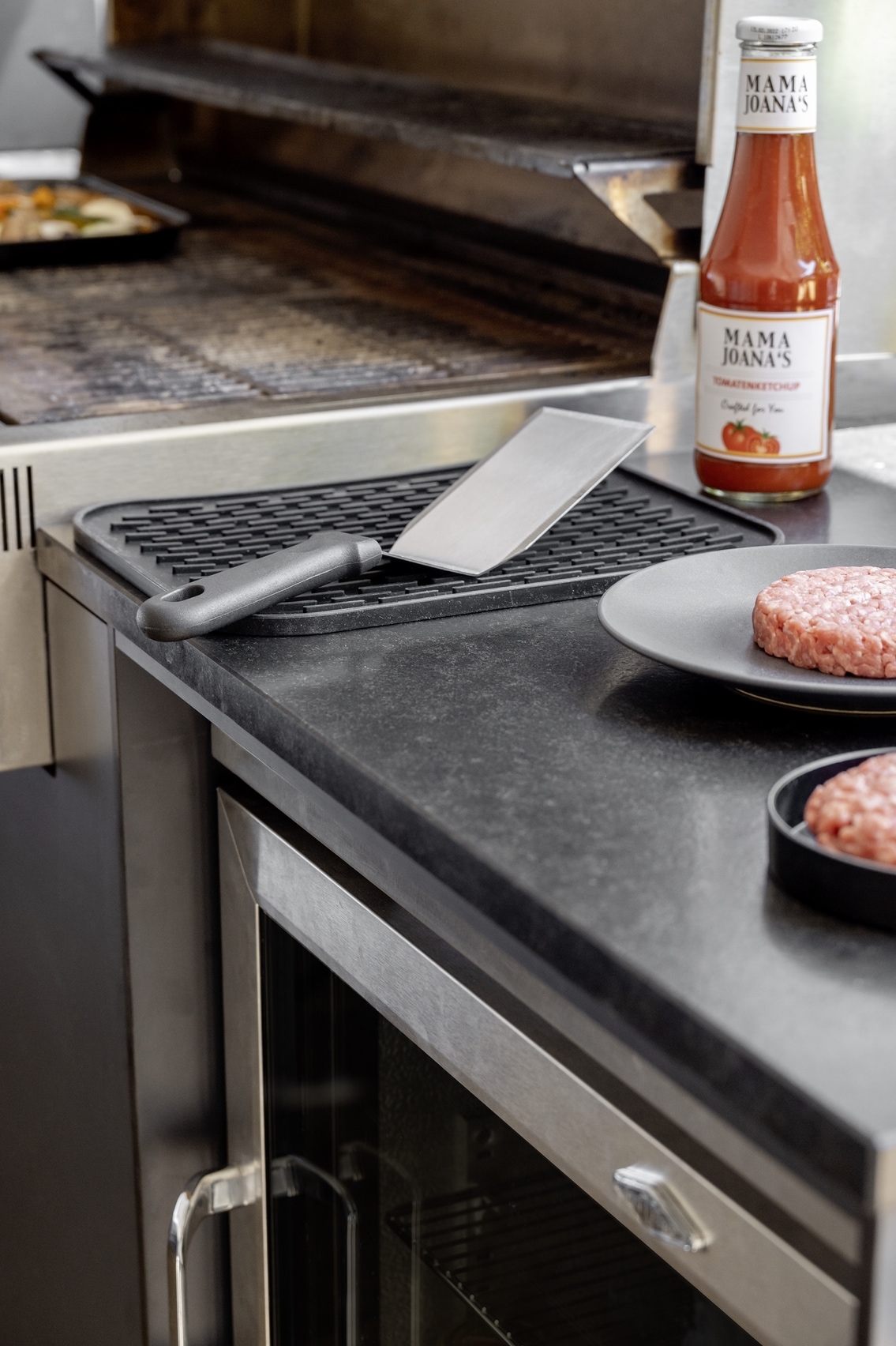 WENKO Burgerpresse »Burger-Set«, (Set, 2 St.), Hamburgerpresse & Plancha Spachtel, Grillzubehör, rostfreier Edelstahl