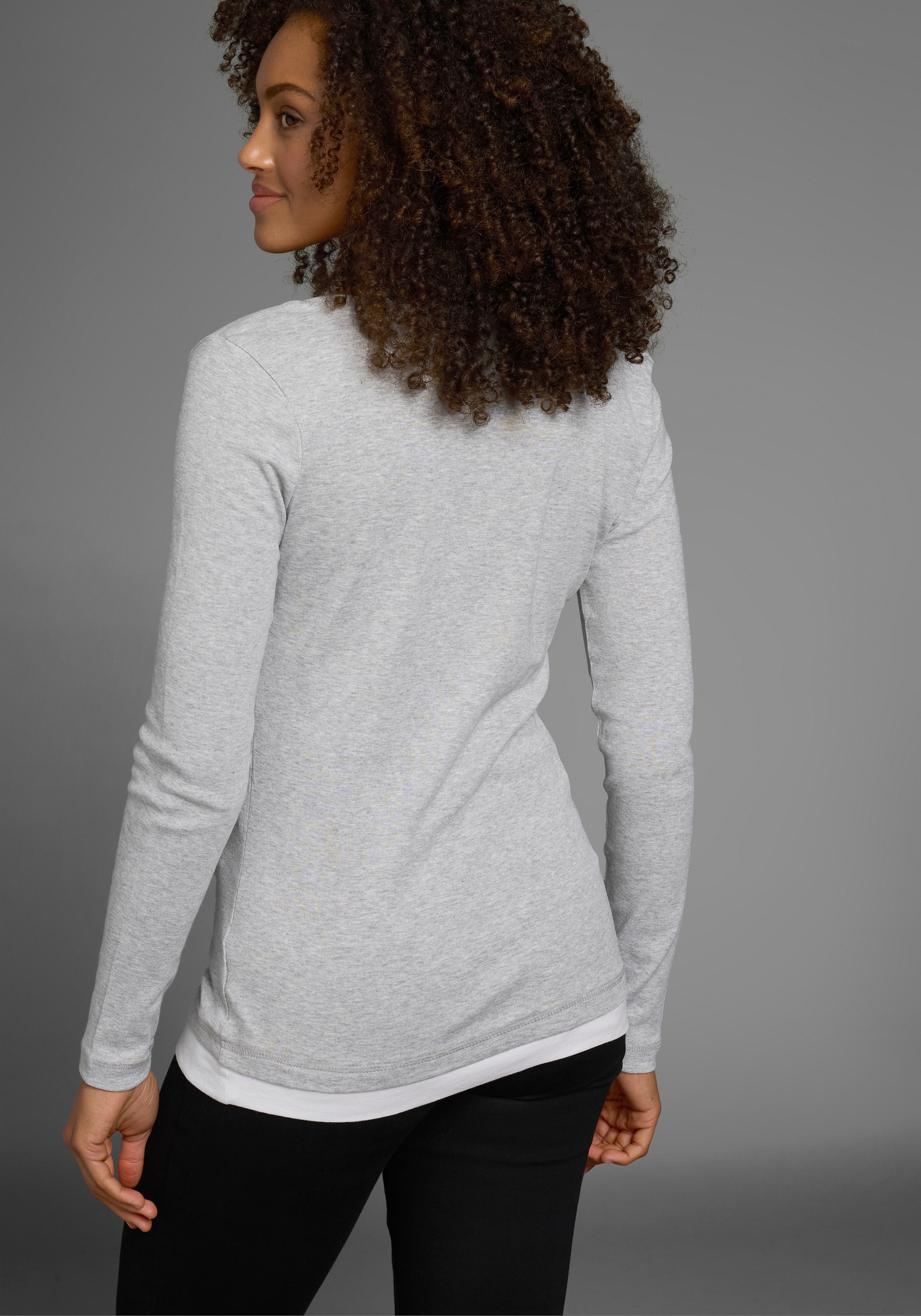 Flashlights 2-in-1-Langarmshirt figurbetonte Passform,  Rundhalsausschnitt,  elastisches Material