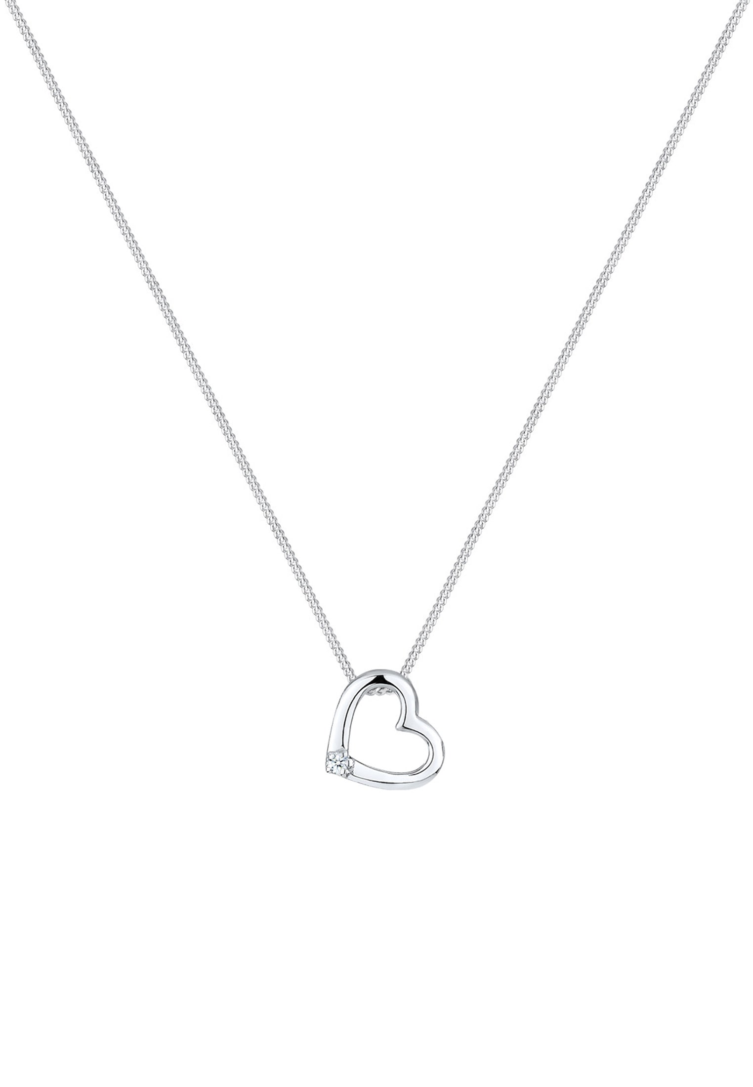 Elli DIAMONDS Collierkettchen »Herz Diamant Weiß Brillantschliff (0.015 ct) 925 Sterling Silber«