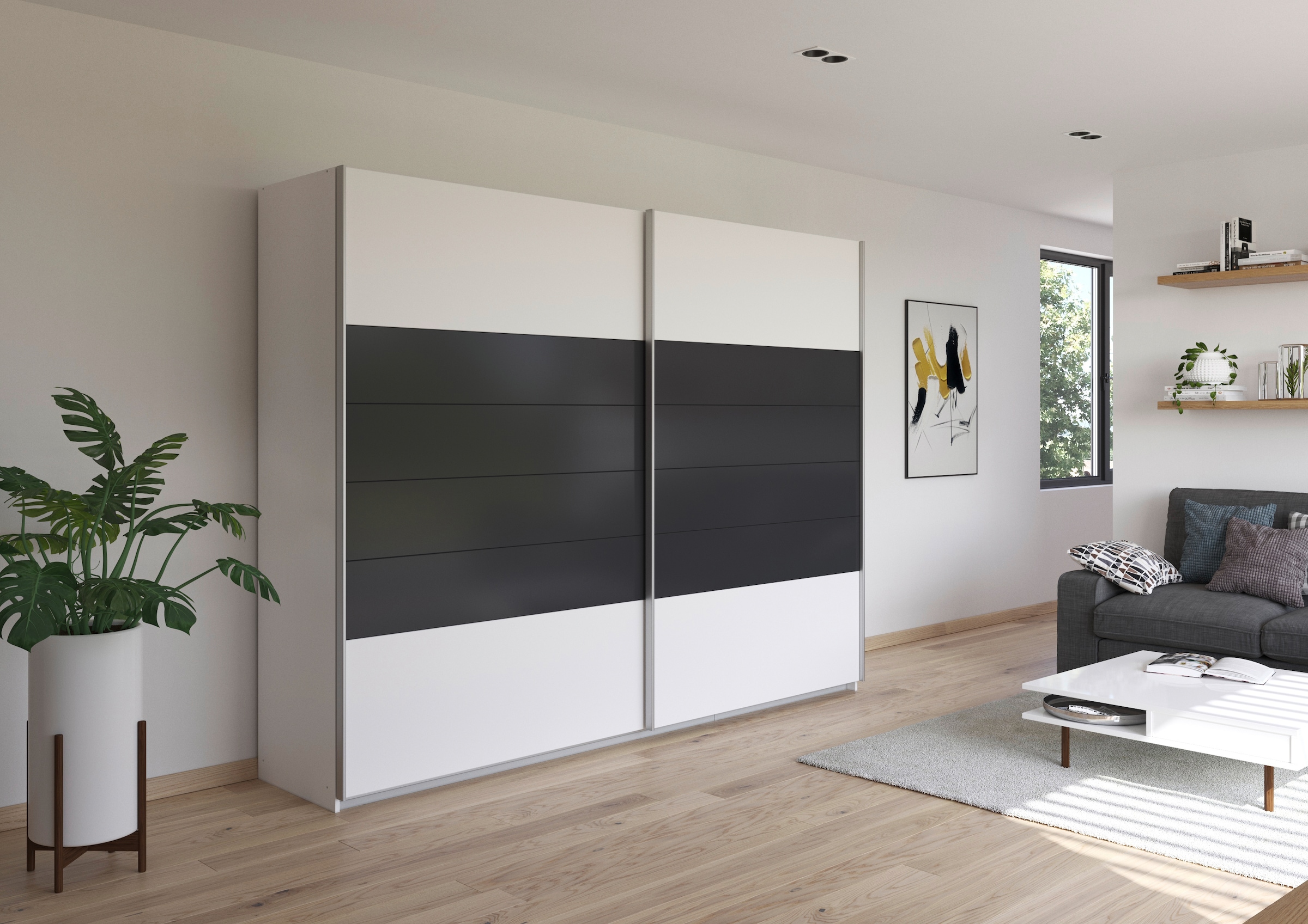 rauch Schwebetürenschrank »Kleiderschrank Schrank Garderobe BARCELONA«, in modernem Farbmix mit viel Stauraum MADE IN GERMANY