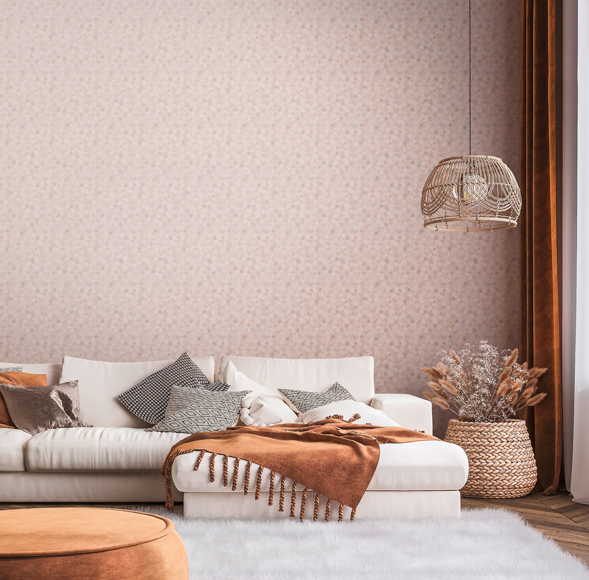 living walls Vliestapete »Metropolitan Stories. Travel Styles. Tapete Floral«, matt-gemustert-neutral, Blumen-Tapete mit Blümchen Skandinavisch Blätter Tapeten Wohnzimmer