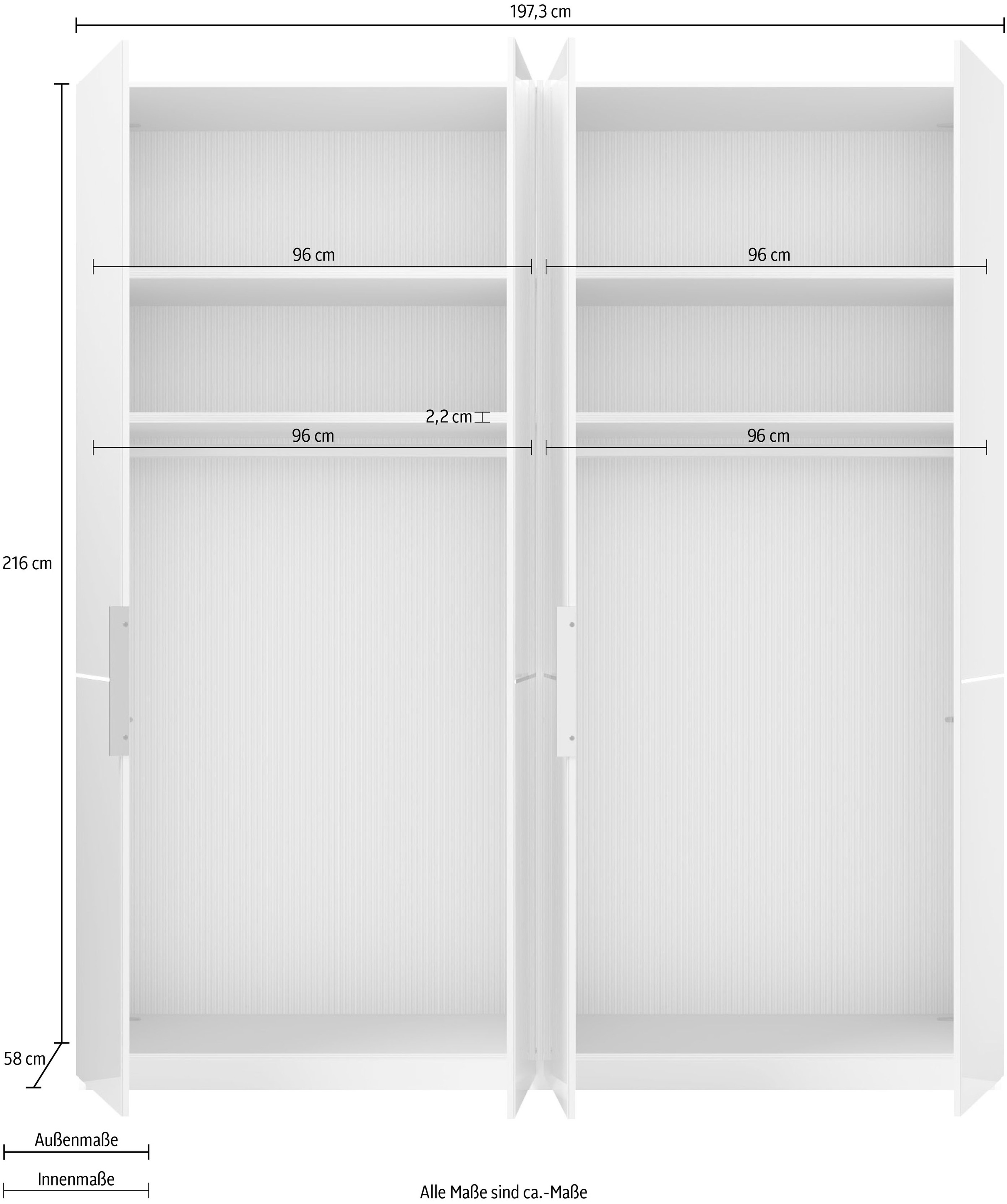 Musterring Drehtürenschrank »Imola W«, Einlegeböden und Kleiderstangen,mit Glastüren und Aufleistung in Chrom