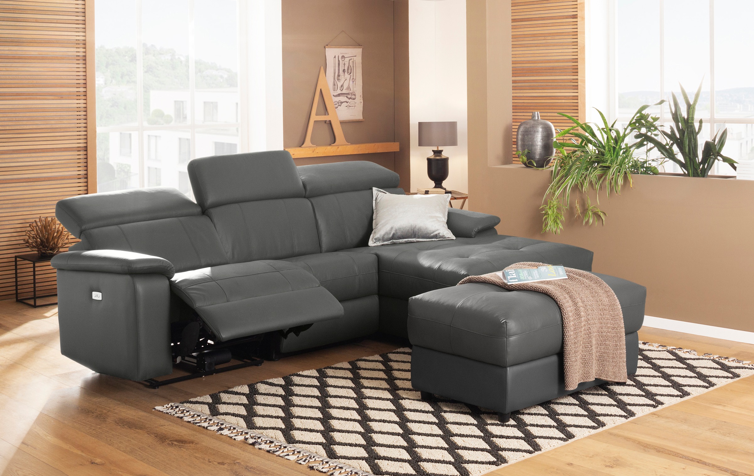 Home affaire Ecksofa »Binado, L-Form,«, mit manueller oder elektrischer Relaxfunktion mit USB-Anschluss