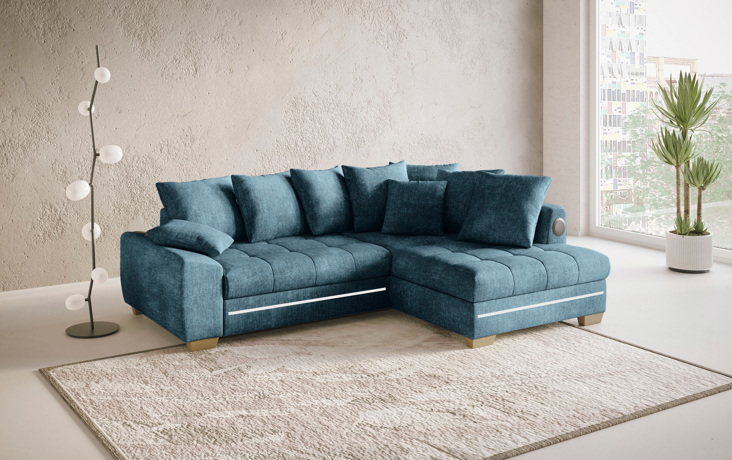 Mr. Couch Ecksofa »Nikita II, L-Form«, mit Kaltschaum, RGB-LED, Soundsystem, wahlweise mit Bett, Bettkasten