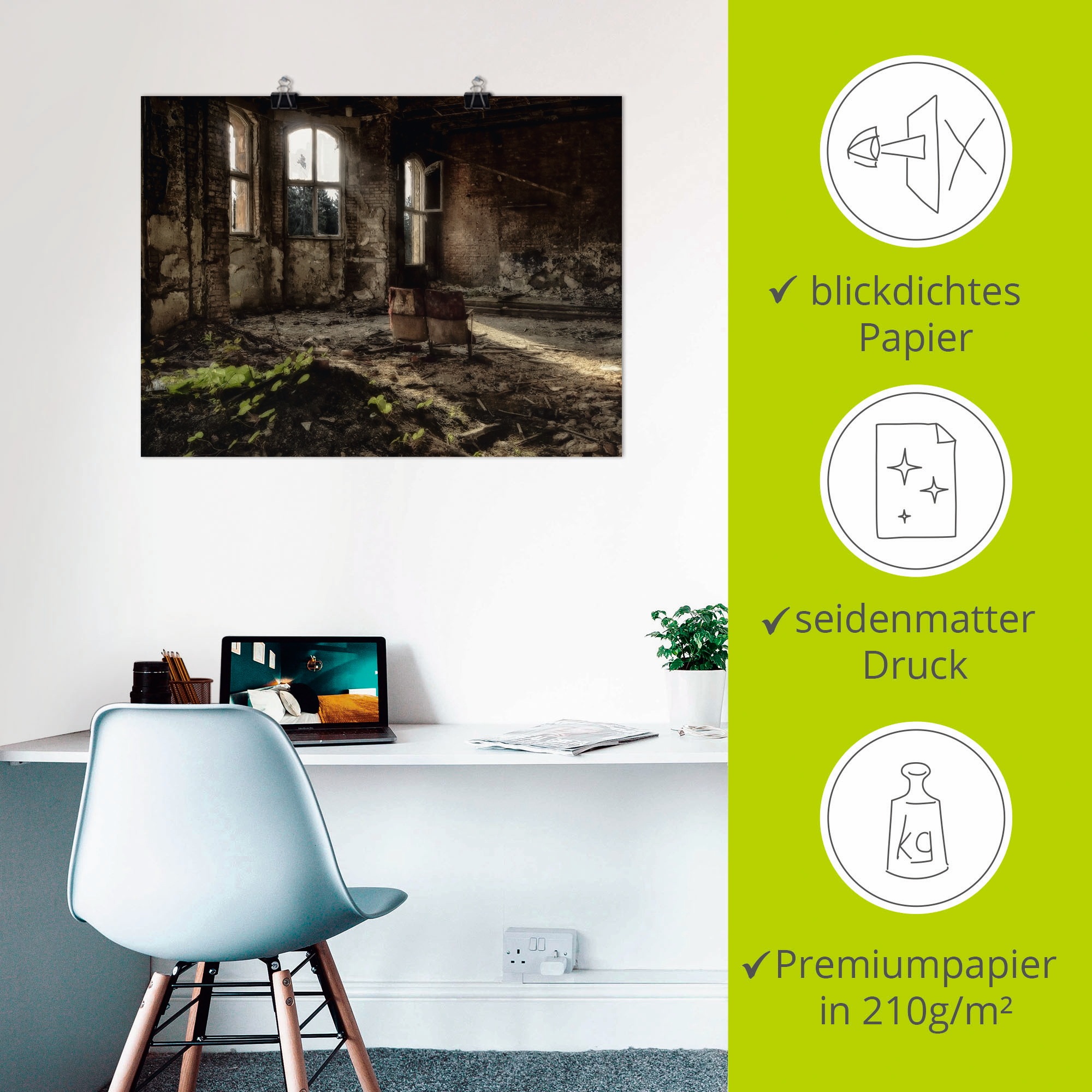 Artland Wandbild »Lost Place - für immer«, Gegenstandslos, (1 St.), als Leinwandbild, Poster in verschied. Größen