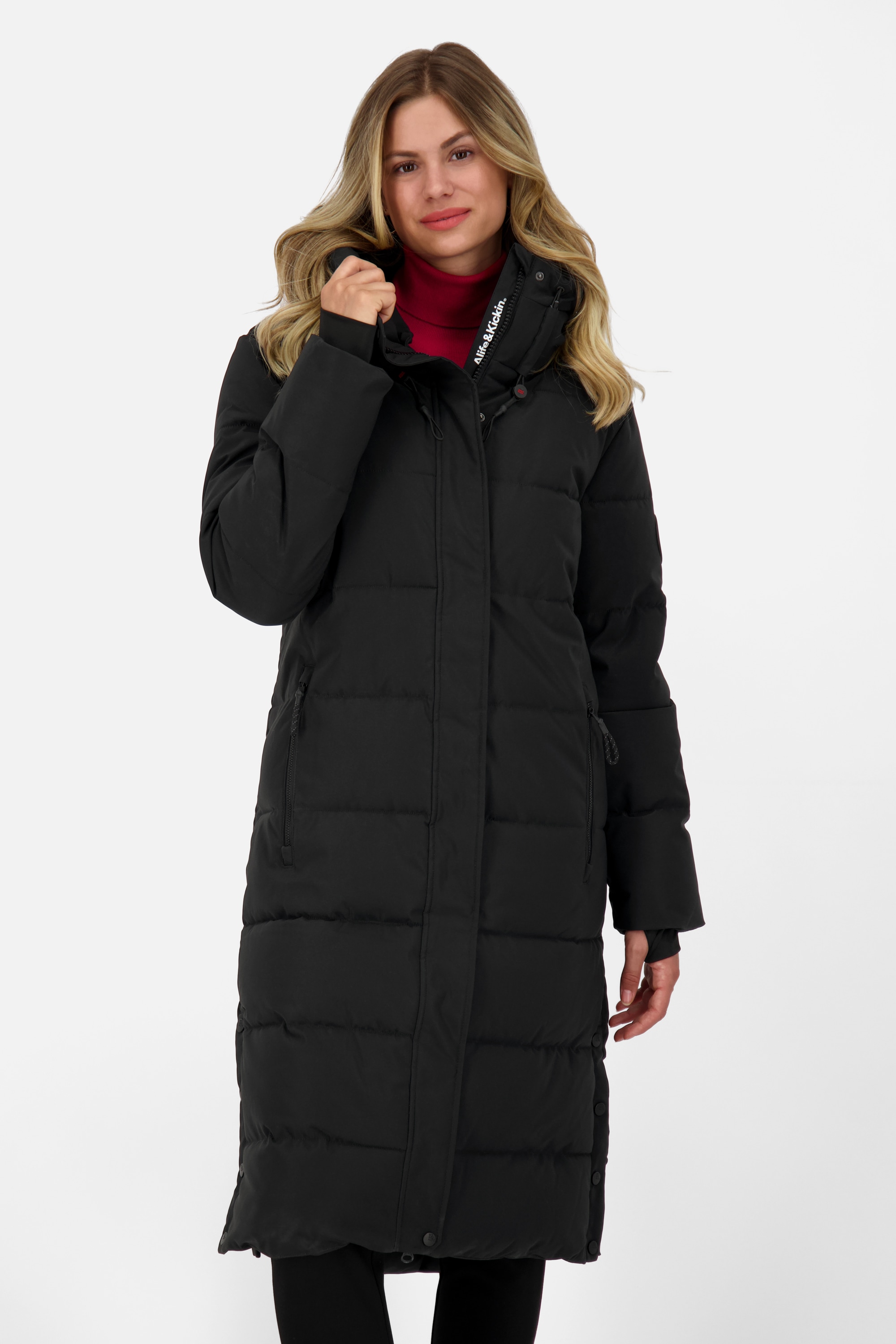 Alife & Kickin Steppjacke »Damen KatiaAK A«, mit Kapuze, Langer Wintermantel mit großer Kapuze und regulierbarer Beinfreiheit
