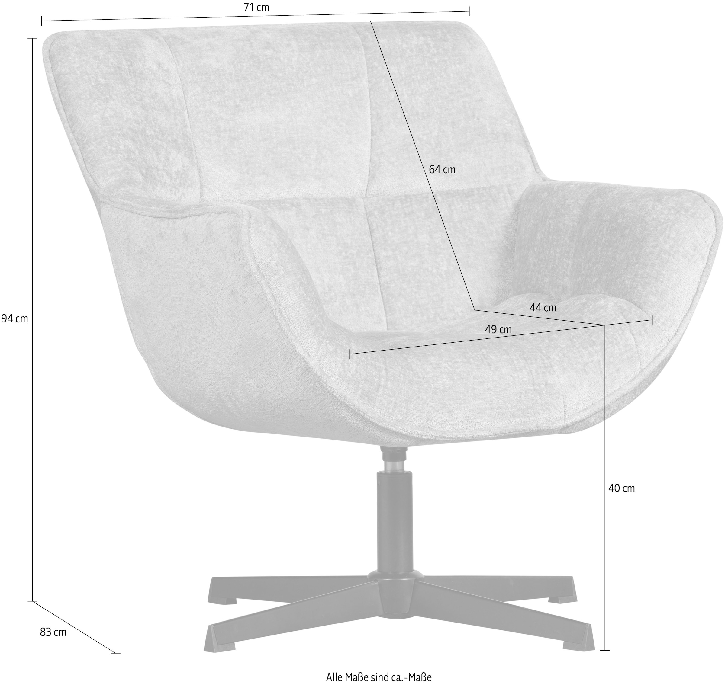 WOOOD Drehsessel »Wibo«, mit Chenille-Stoff, Breite 71 cm