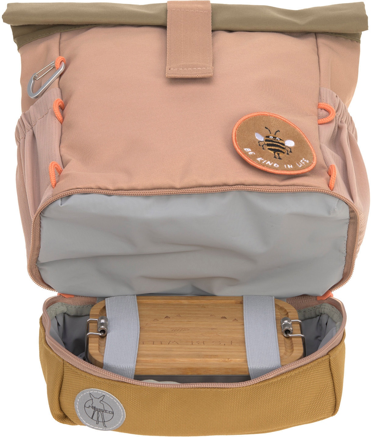 LÄSSIG Kinderrucksack »Nature, Mini Rolltop Backpack, Hazelnut« Reflektoren aus recycelten PET-Flaschen