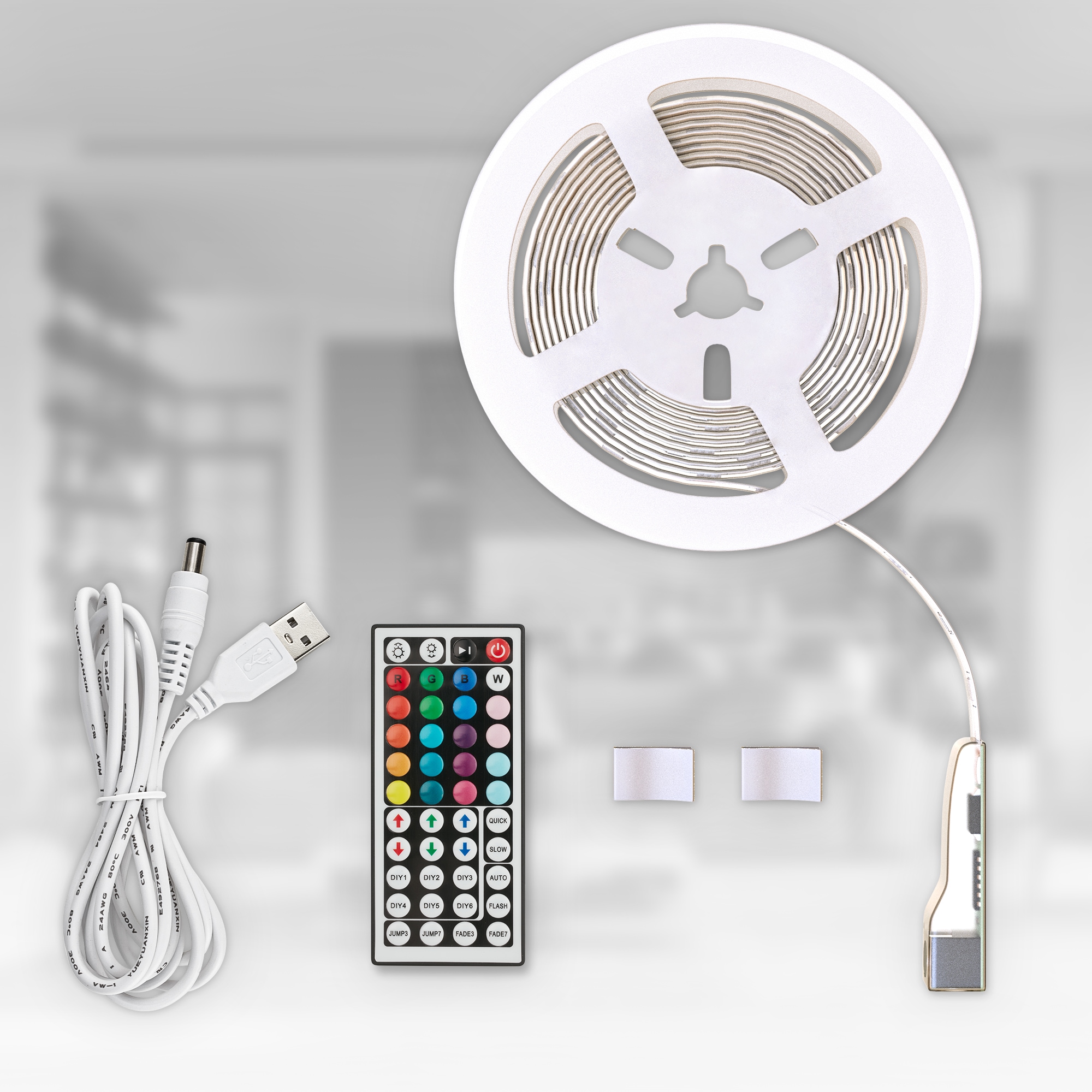 B.K.Licht LED Stripe »USB LED Strip, 5 m, mit Farbwechsel«, 150 St.-flammig, Lichtleiste, mit Fernbedienung, selbstklebend