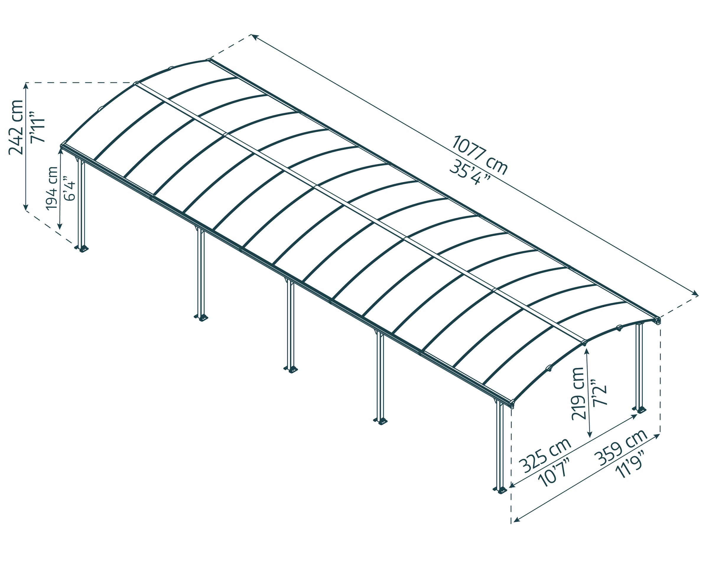 Palram - Canopia Einzelcarport »Arcadia«, Aluminium, 325 cm, Anthrazit, wartungsfrei