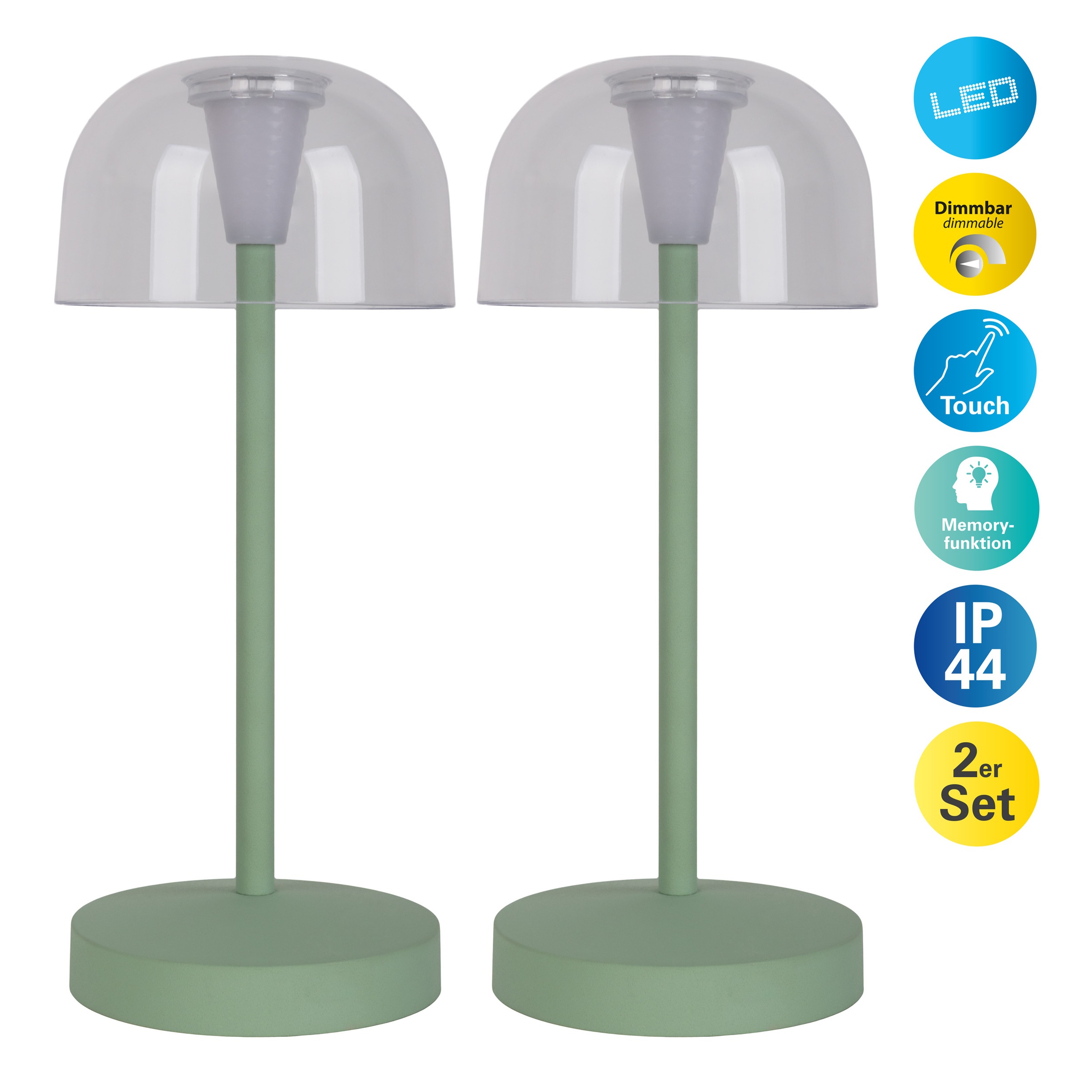 näve LED Tischleuchte »Gomba 18,5 cm«, 2er-Set, Leuchtmittel LED-Modul   LE günstig online kaufen