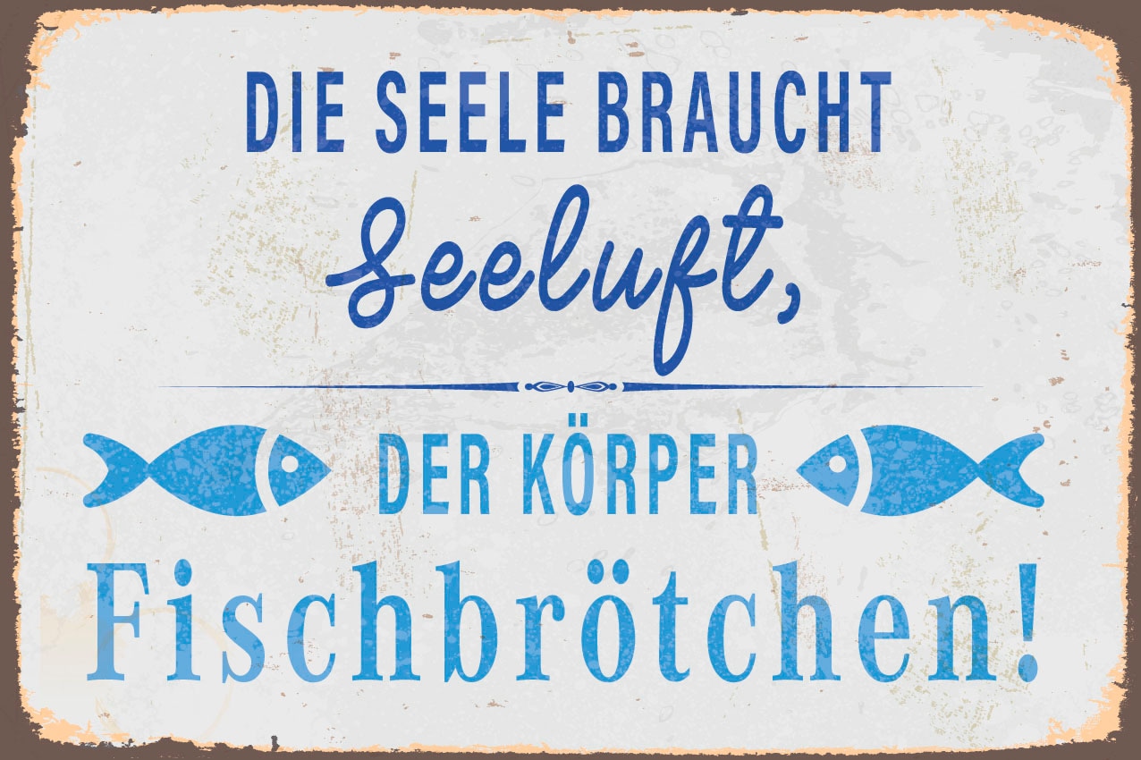 queence Metallbild »Seeluft« Schriftzug | Schriftzüge | Sprüche | Sprüche & Texte | Wassertiere 1 Stk. tlg. Stahlschilder
