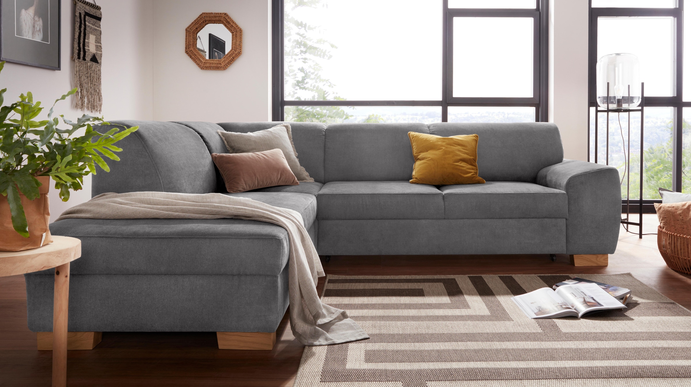 DOMO collection Ecksofa »Incanto kubische Formensprache, komfortabel, L-Form«, wahlweise mit Bettfunktion