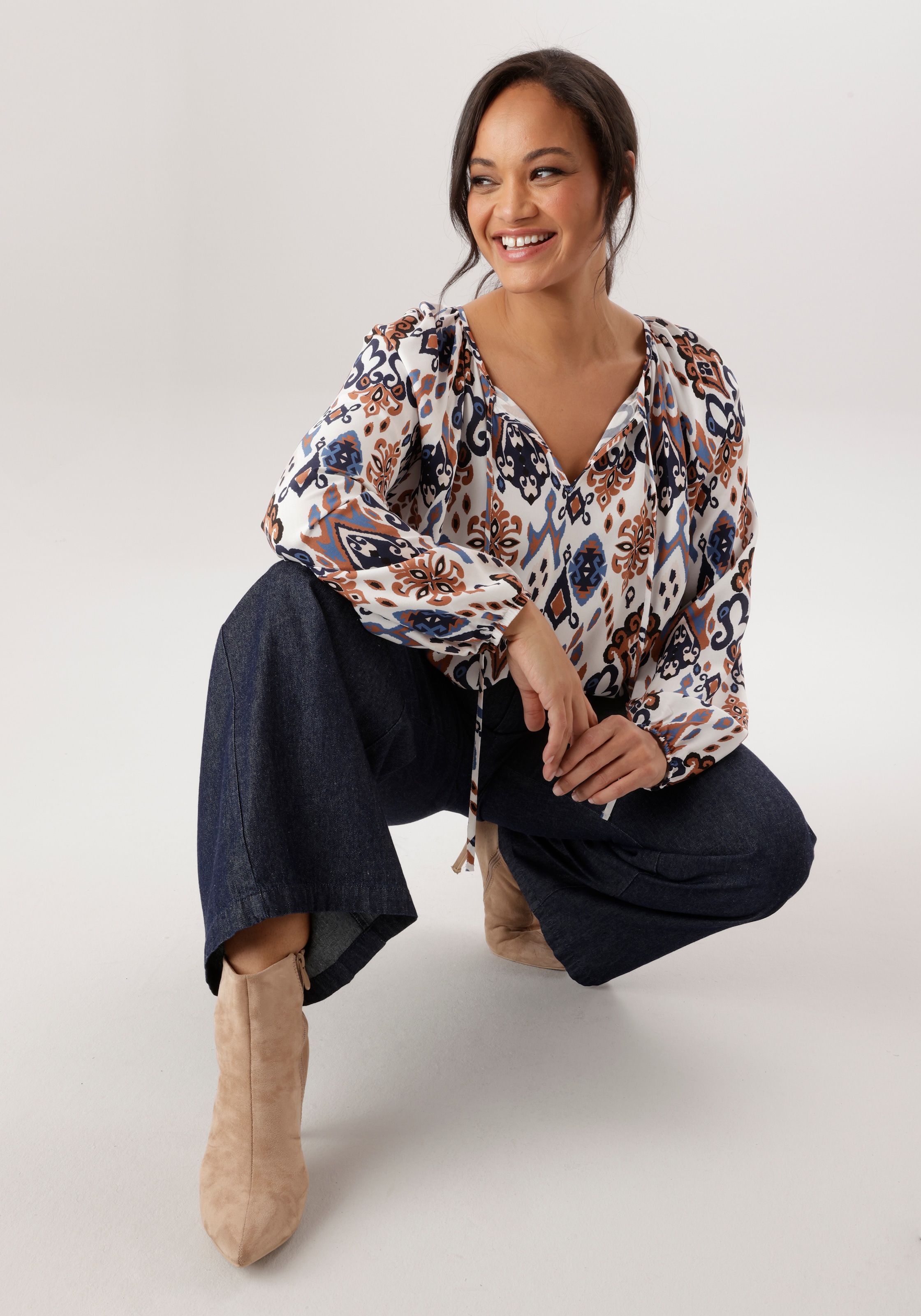Aniston PLUS Schlupfbluse in Ethnodruck