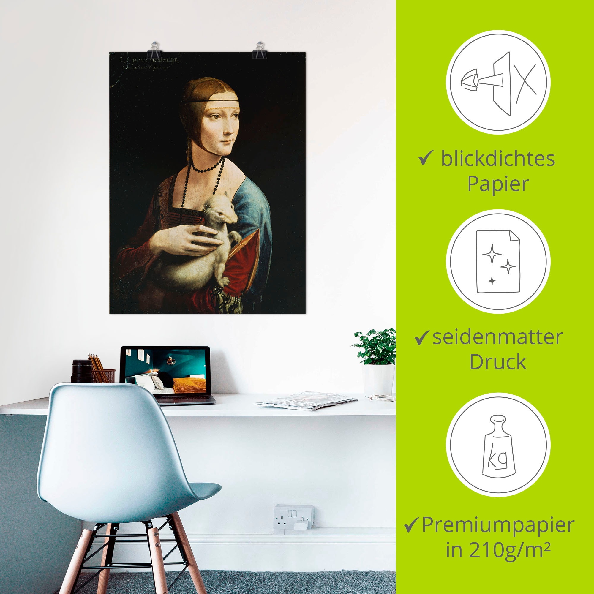 Artland Wandbild »Dame mit dem Hermelin Porträt« Frau 1 Stk. tlg. als Leinwandbild, Poster, Wandaufkleber in verschied. Größen