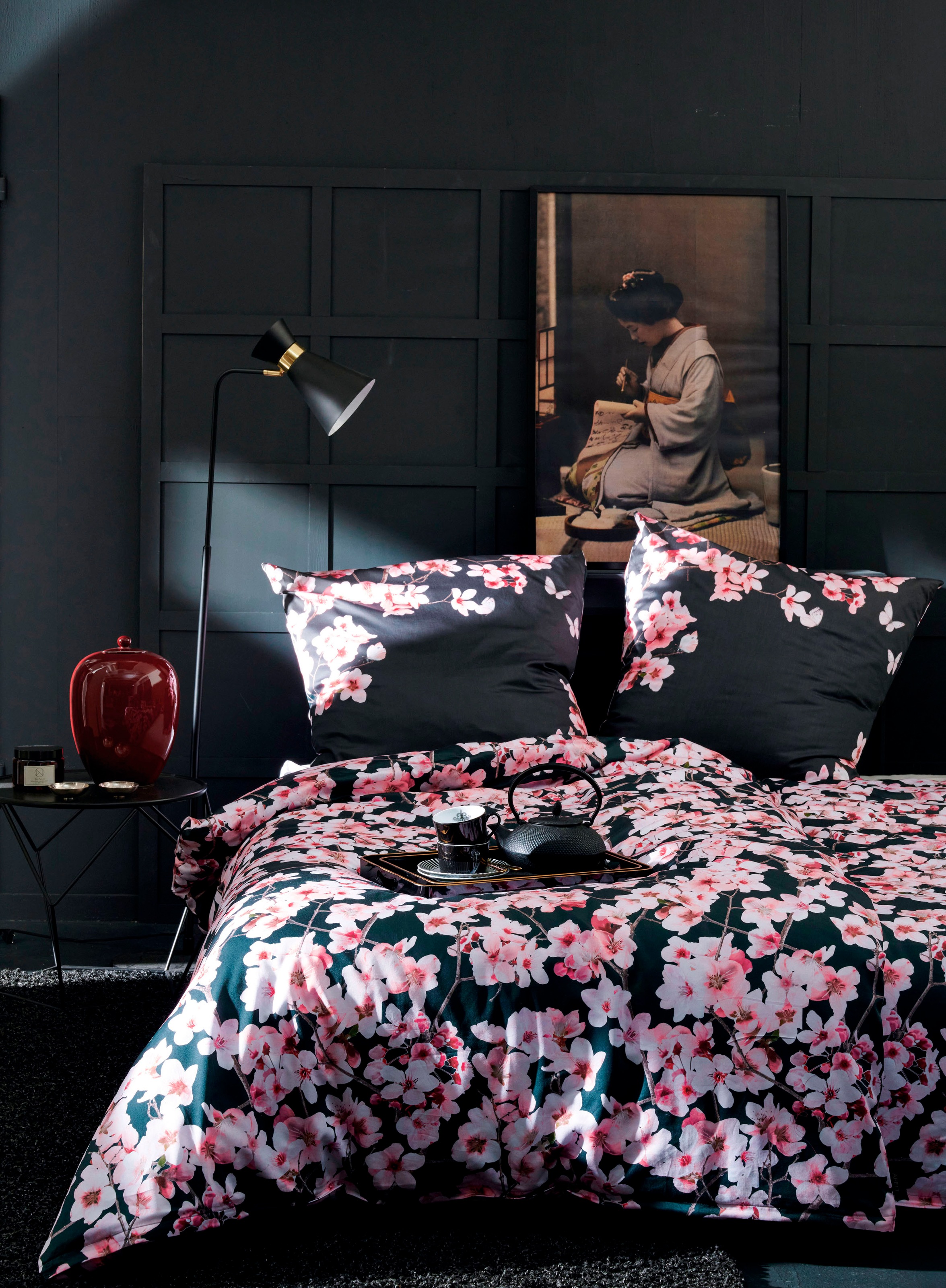 APELT Bettwäsche »Blossom« 2 Stk. tlg. kunstvoll gemalte Kirschblütenzweige günstig online kaufen