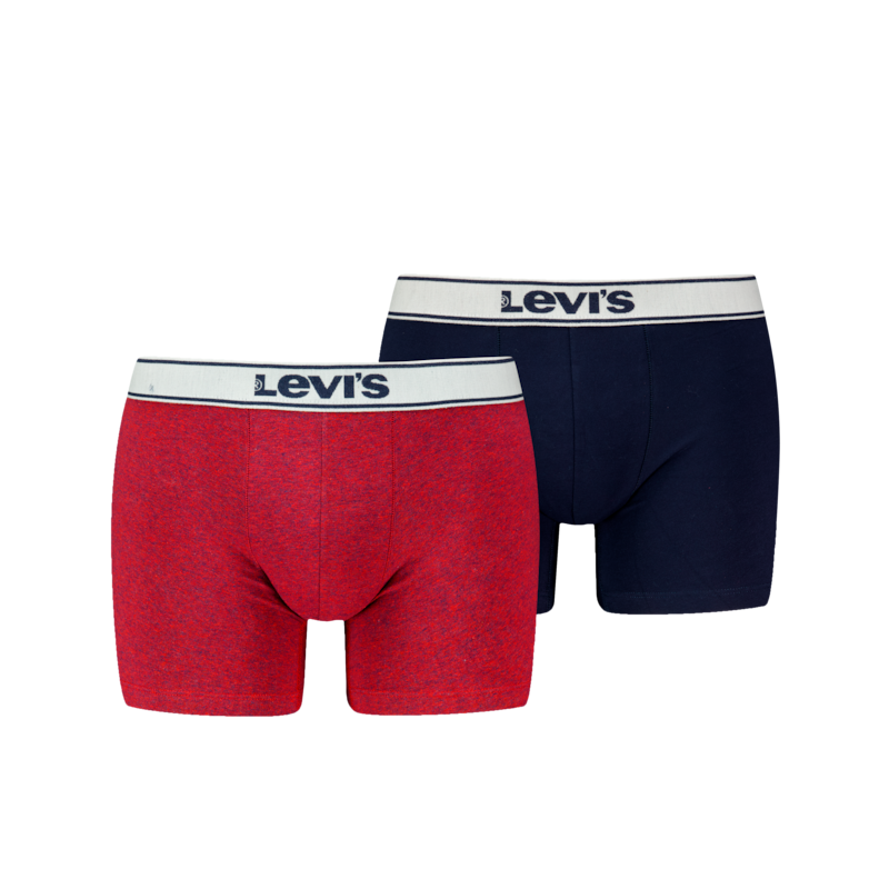 LEVI'S Boxershorts »LEVIS MEN VNTG HTR BOXER BRIEF ORG CO 2P« 2er Pack, mit breitem Logobund red XL XL Hergestellt mit Bio-Baumwolle