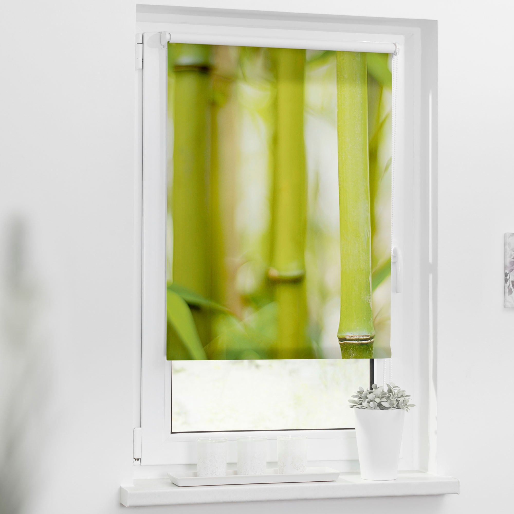 LICHTBLICK ORIGINAL Seitenzugrollo »Klemmfix Motiv Bambus«, Lichtschutz, ohne Bohren, freihängend, bedruckt