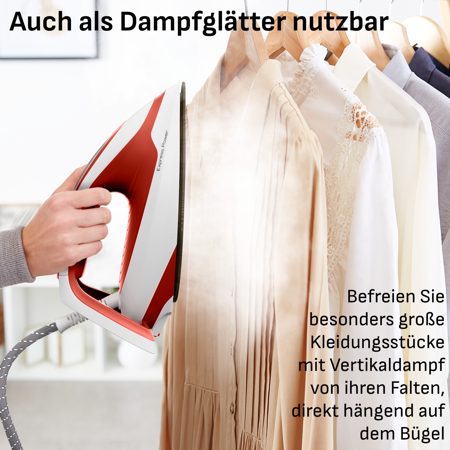 Tefal Dampfbügelstation »Express Power, 6,3 Bar Druck, 1,8 L Wassertank, Kalk-Kollektor,« 1.800 ml Wassertank 420 g/Min. extra Dampfstoß, ideal für alle Textilien, SV8110