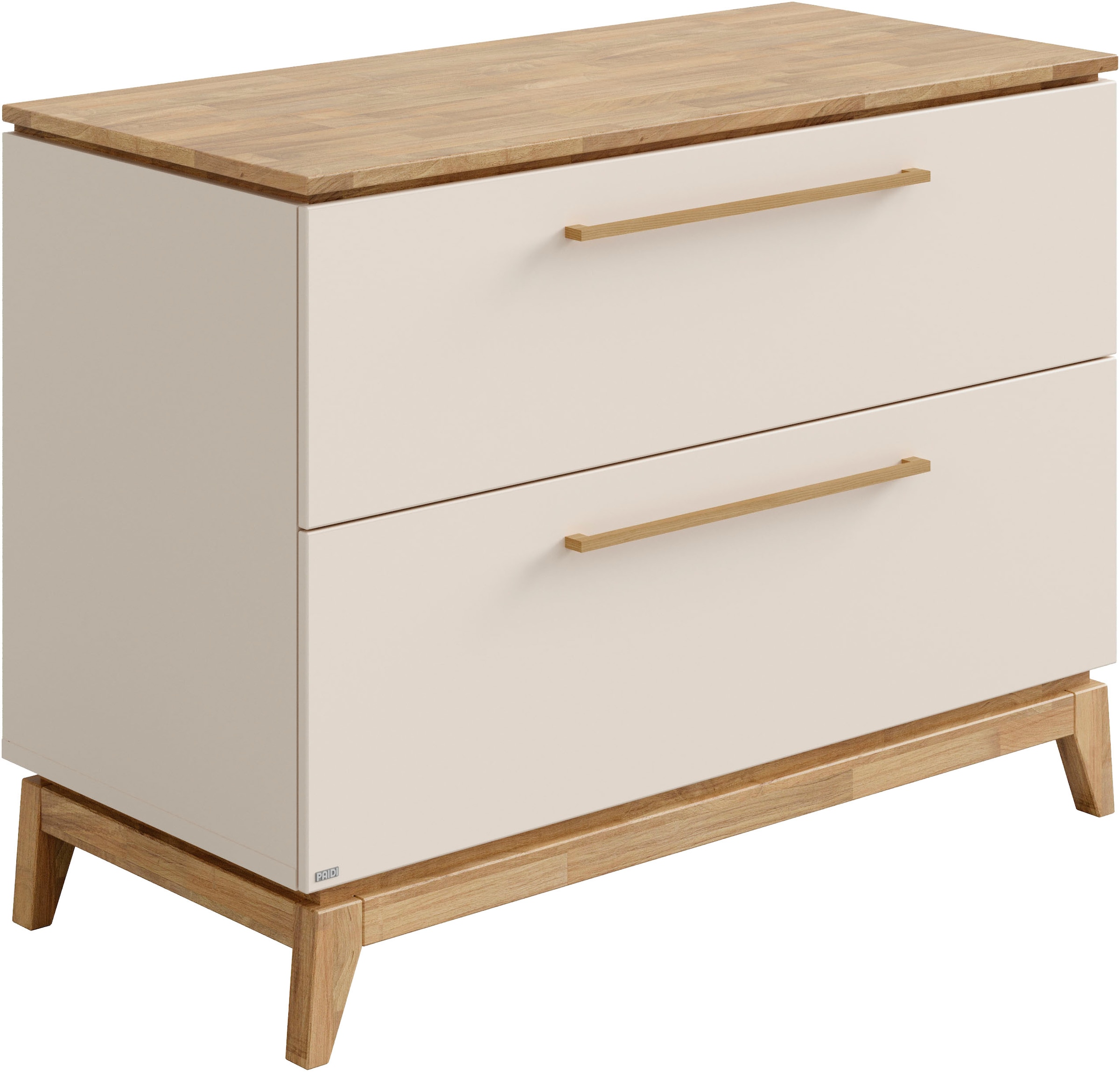 PAIDI Wickelkommode »STIENE in Beige oder Grau, 2 Schubladen mit Soft-Close, Vollauszug« bis 50 kg Kommode 123 cm Breite, geprüfte Sicherheit, Wickeltisch mit Massivholz 123 cm
