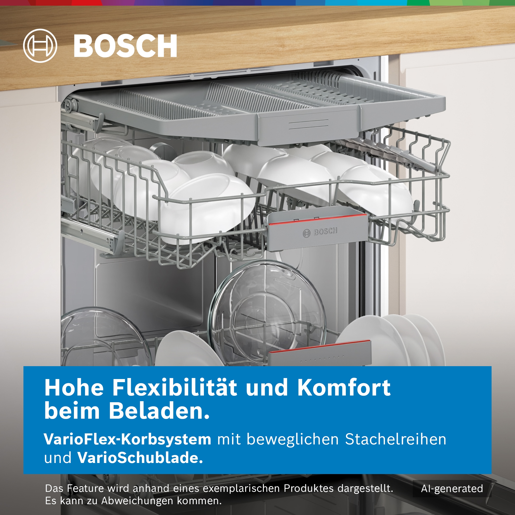BOSCH vollintegrierbarer Geschirrspüler Serie 4 »SPV4HMX13E« 10 tlg. Maßgedecke Flexibles Beladen und Extra Dry für gründliches Trocknen