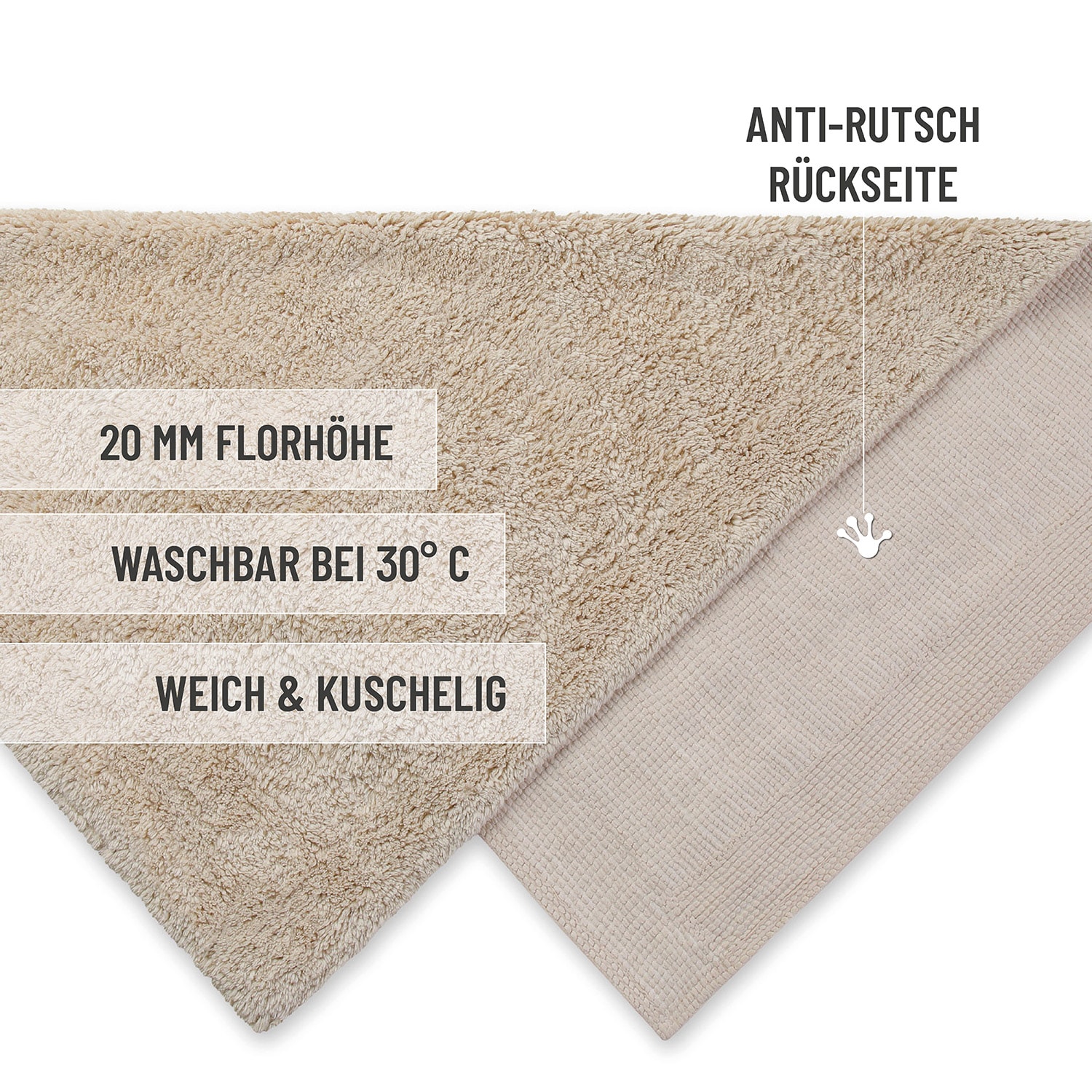Wecon home Basics Badematte »Erik« Höhe 20 mm waschbar, rutschfest, sehr weich, strapazierfähig, pflegeleicht