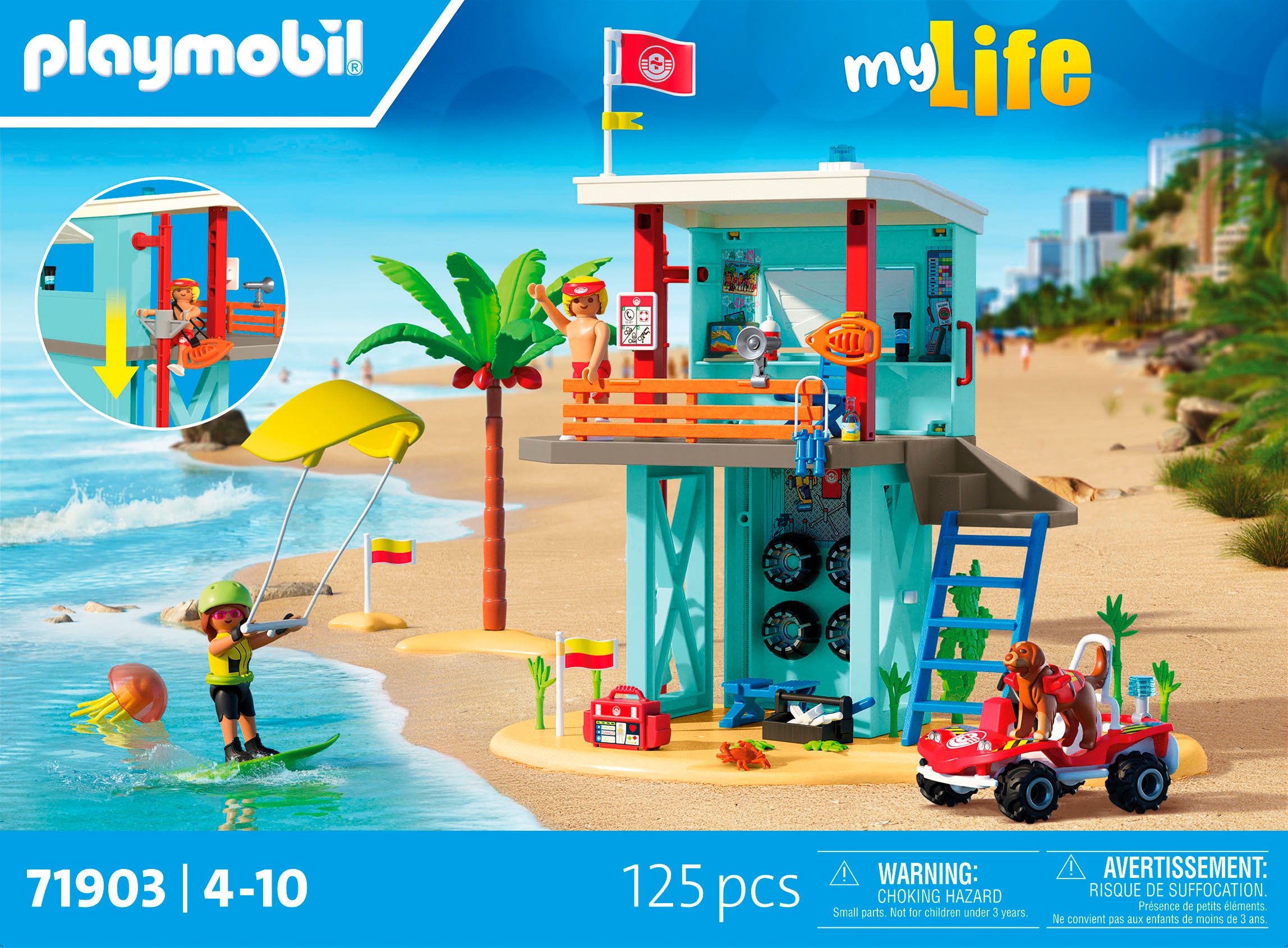 Playmobil® Konstruktions-Spielset »Rettungsturm mit Beach buggy (71903), My Life«, (125 St.), Made in Europe