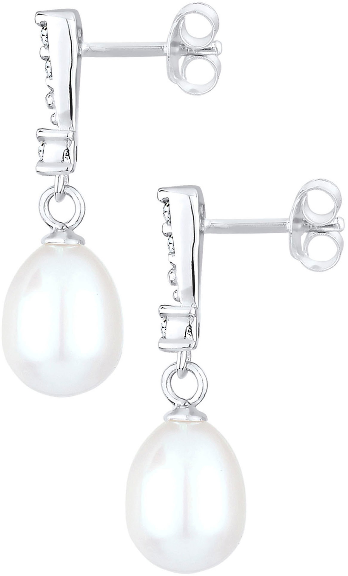 Elli Paar Ohrstecker »Schmuck Geschenk Silber 925 Ohrringe, 0311292013«, mit Glasstein - mit Süßwasserzuchtperle