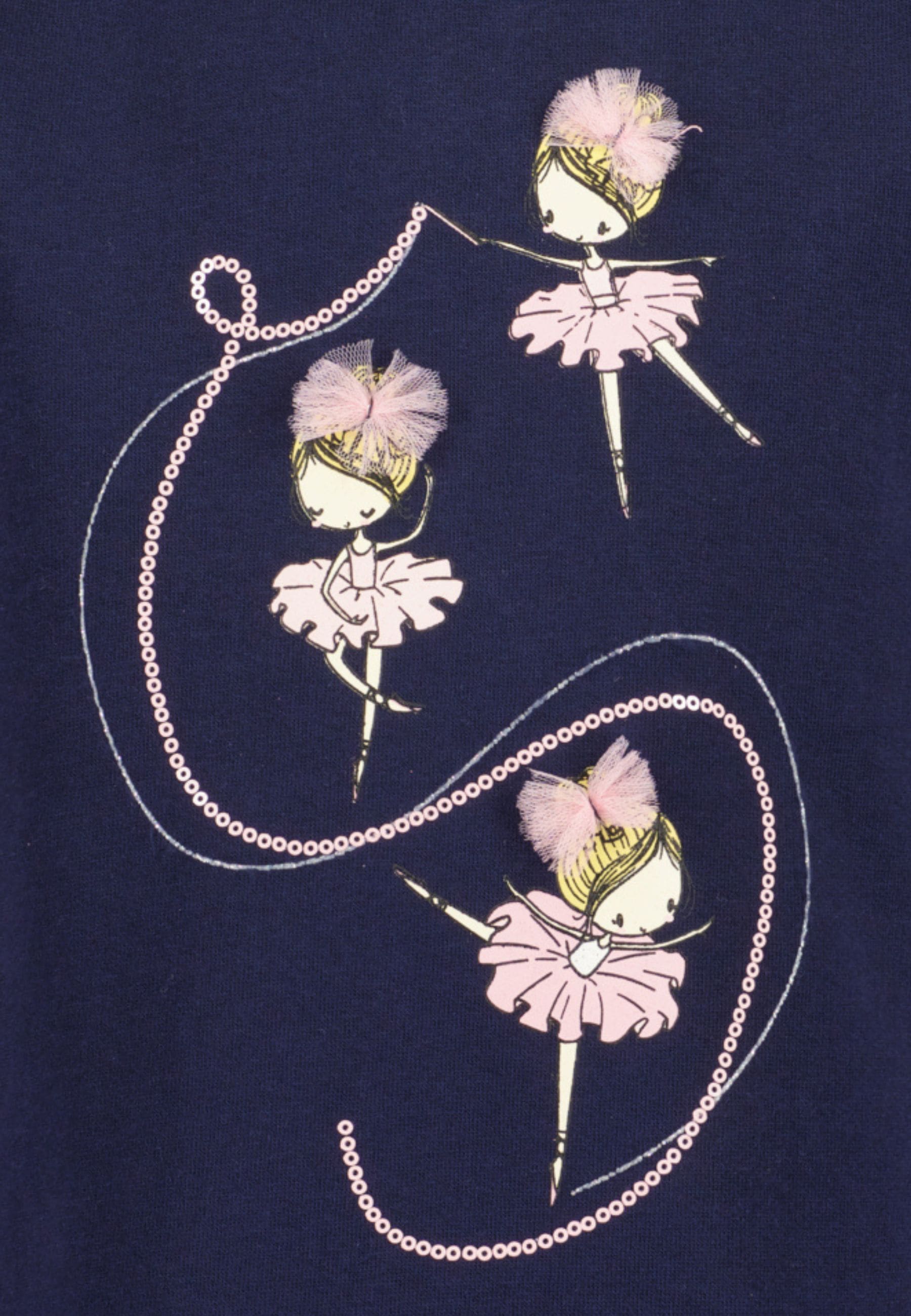 Blue Seven Sweatkleid Baumwolle, mit Glitzerdruck mit Pailletten- und Tüll-Details
