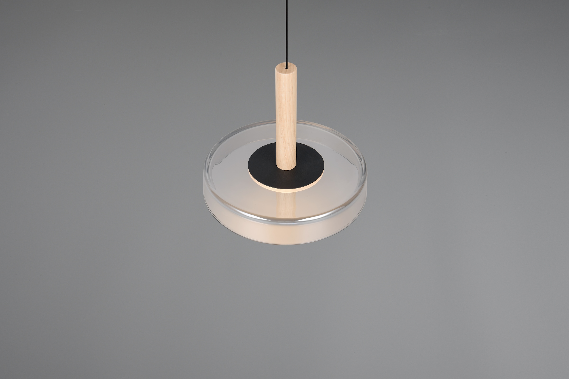 TRIO Leuchten LED Pendelleuchte »CELESTE dimmbare LED Hängelampe aus Metall Glas & Holz, 10W 1100 Lumen«, 1 flammig, Leuchtmittel LED-Board | LED fest integriert, einfach höhenverstellbar von 50-200 cm, Ø 22cm, 3-Stufen Dimmfunktion