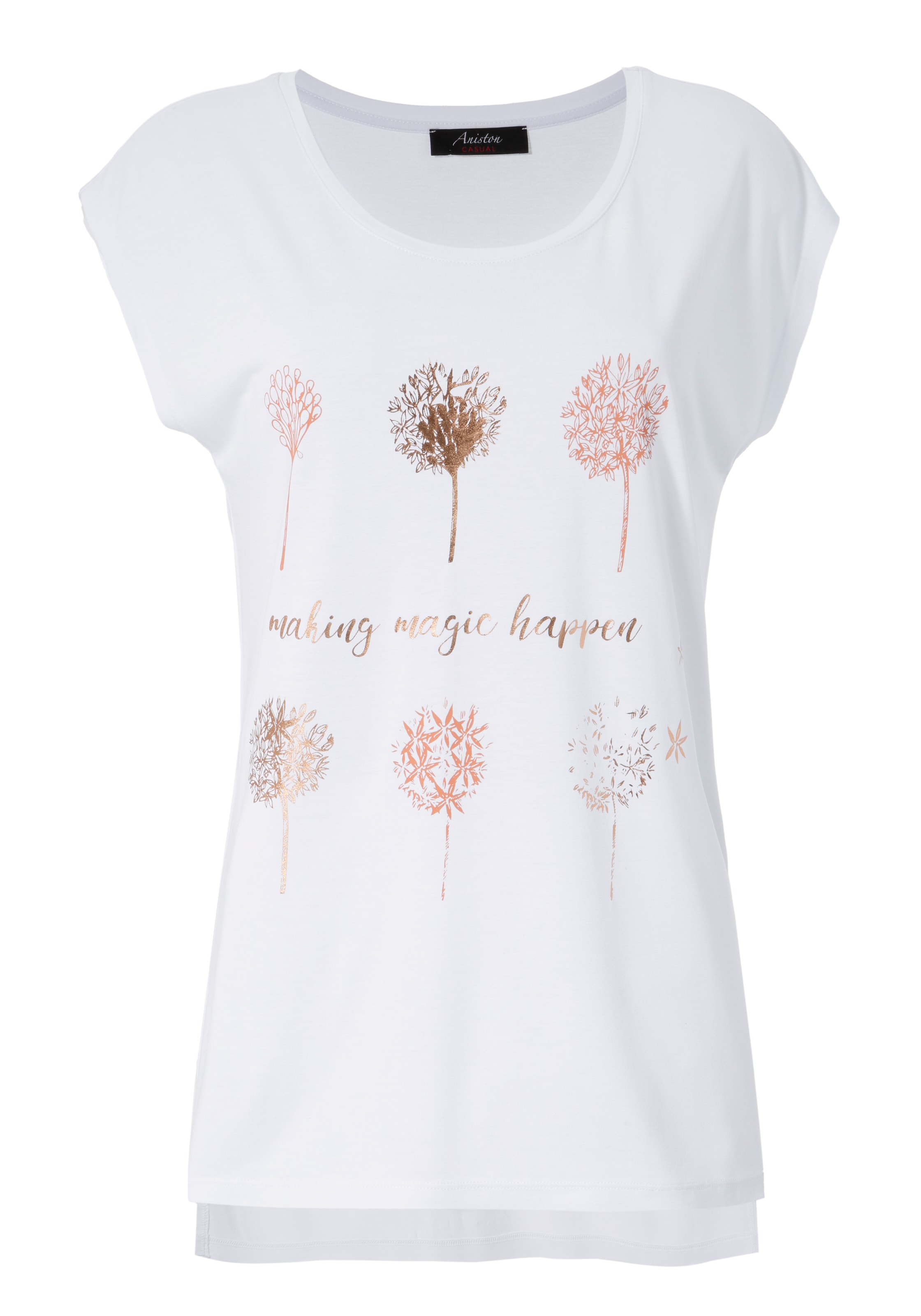 Aniston CASUAL T-Shirt, kaufen mit teilweise Frontdruck, bequem glitzernder Folienprint