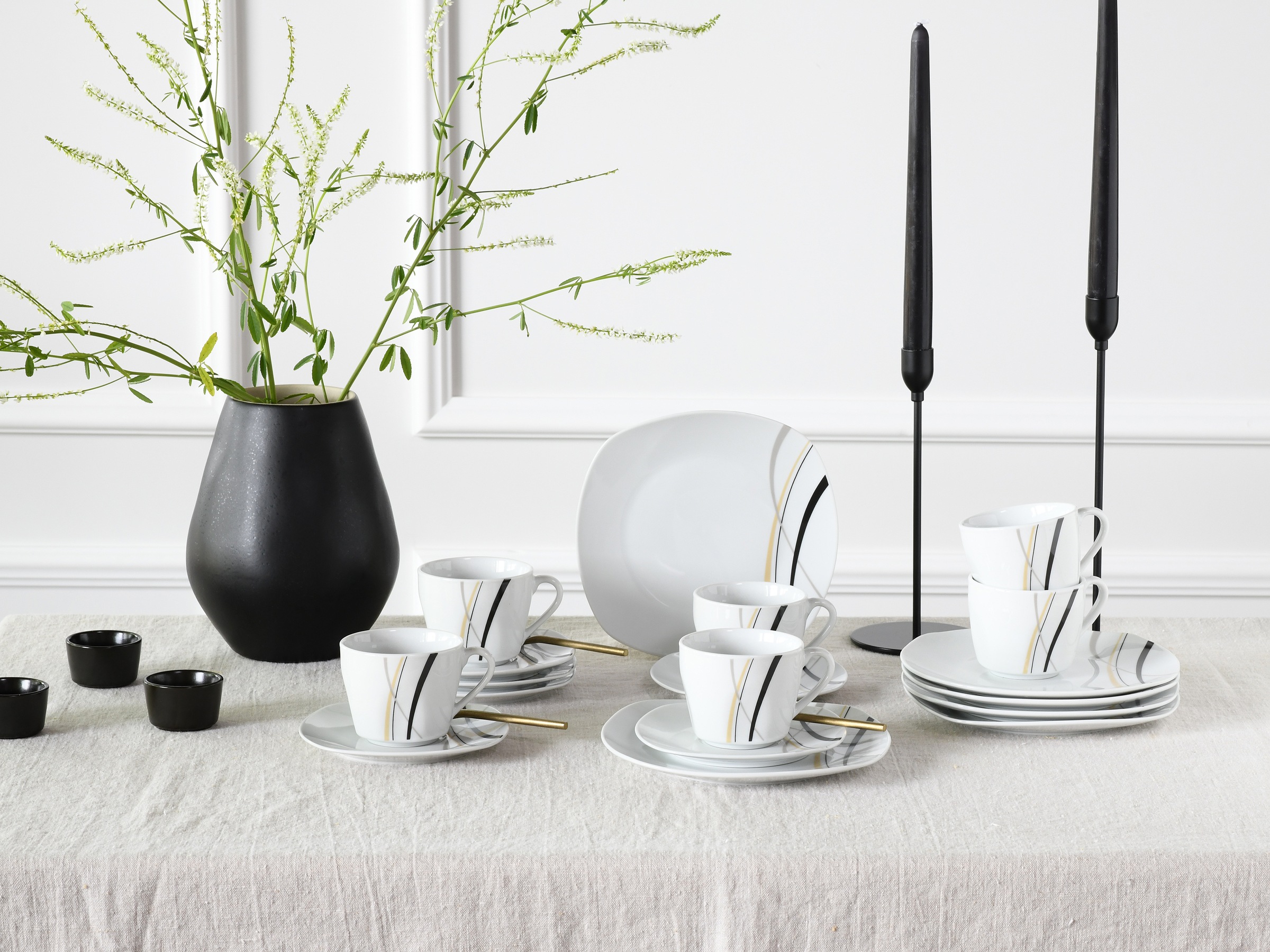 CreaTable Kaffeeservice »Square City Line, Kaffee-Service 18-tlg«, (Set, 18 tlg.), Moderner Urban Style
