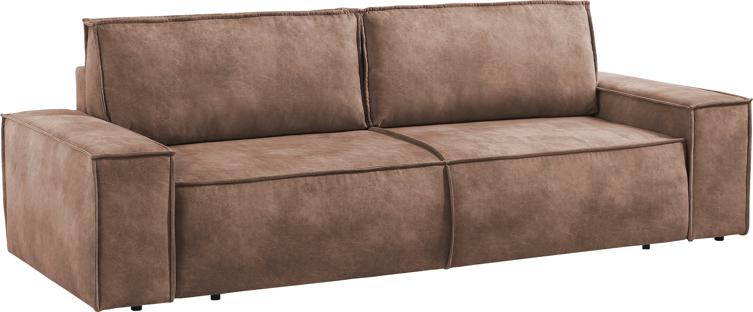 Home affaire 3-Sitzer »SHERWOOD Schlafsofa (257cm) Cord, Samtvelours, Vintage-Lederoptik«, Schlaffunktion mit Bettkasten (ca. 136/200cm)