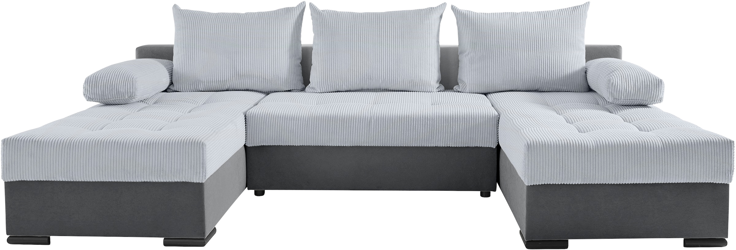 COLLECTION AB Wohnlandschaft »Josy, U-Form, Schlafsofa mit Bettkasten«, (Cord-/Mix), flexible Recamiere, Breite: 269cm, inklusive Rückenkissen, Cord/Mix