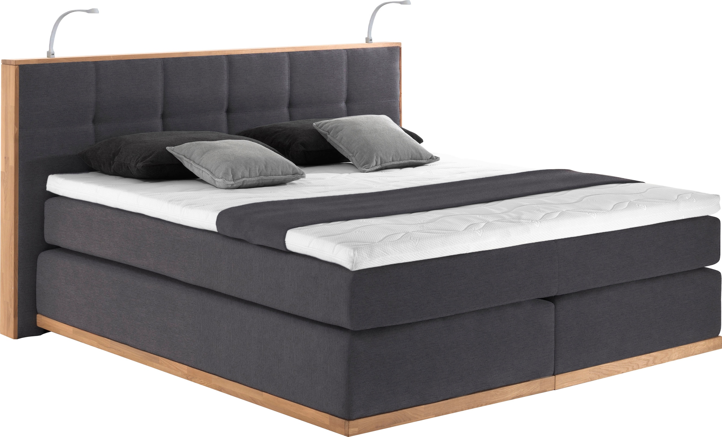 PLACES OF STYLE Boxspringbett »Vinton« aus Eiche, mit LED-Beleuchtung, vers günstig online kaufen