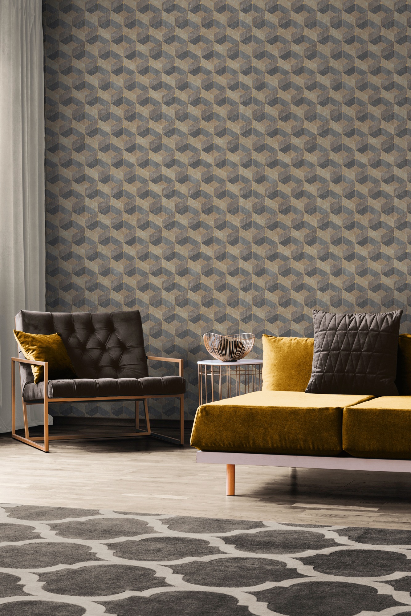 living walls 3D-Tapete »Titanium«, 3D-Optik-geometrisch-grafisch, Geometrisch Tapete 3D Effekt Tapeten Wohnzimmer Schlafzimmer Küche