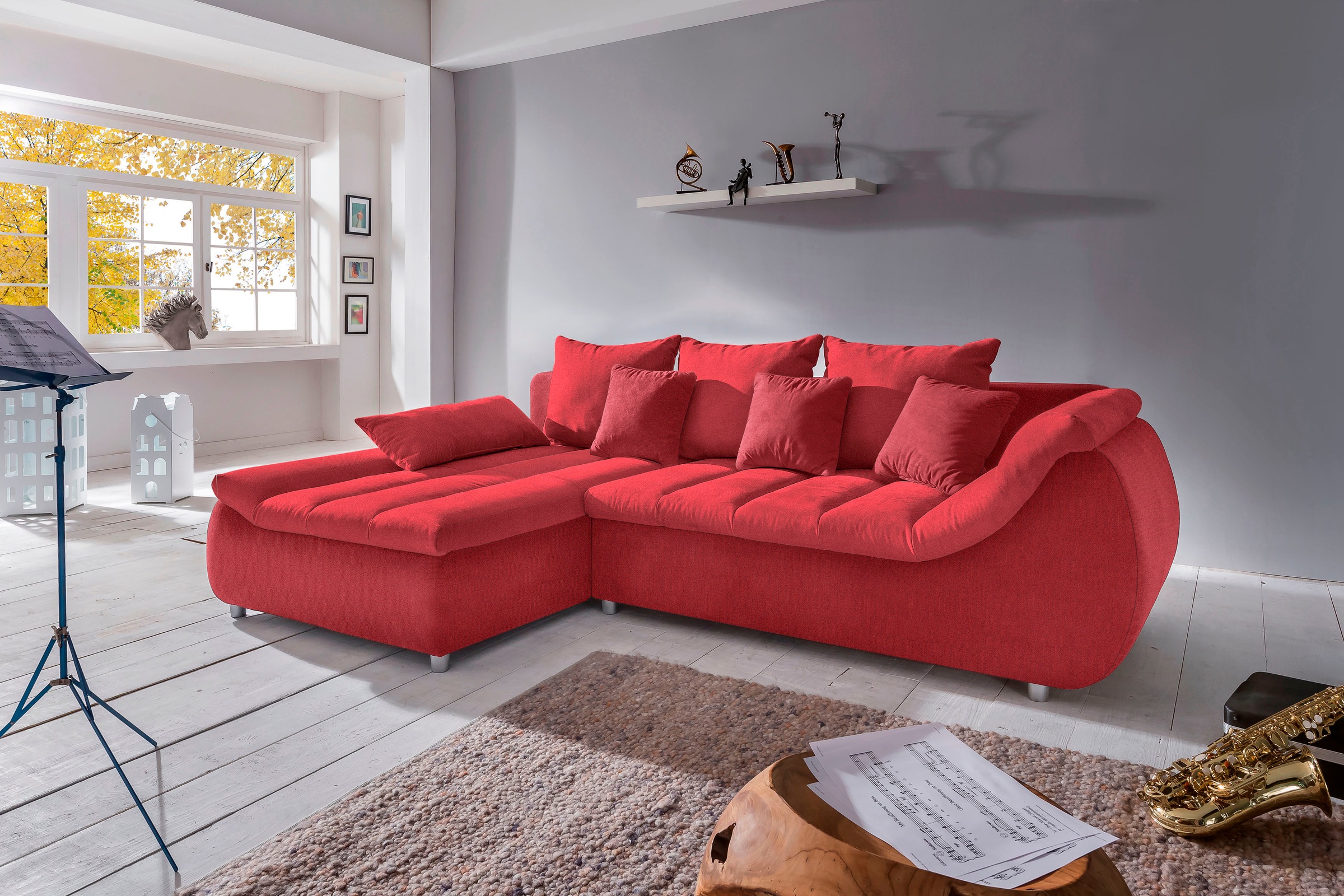 INOSIGN Ecksofa »Imola elegant und bequem, aktuelle Steppung im Sitz, L-For günstig online kaufen