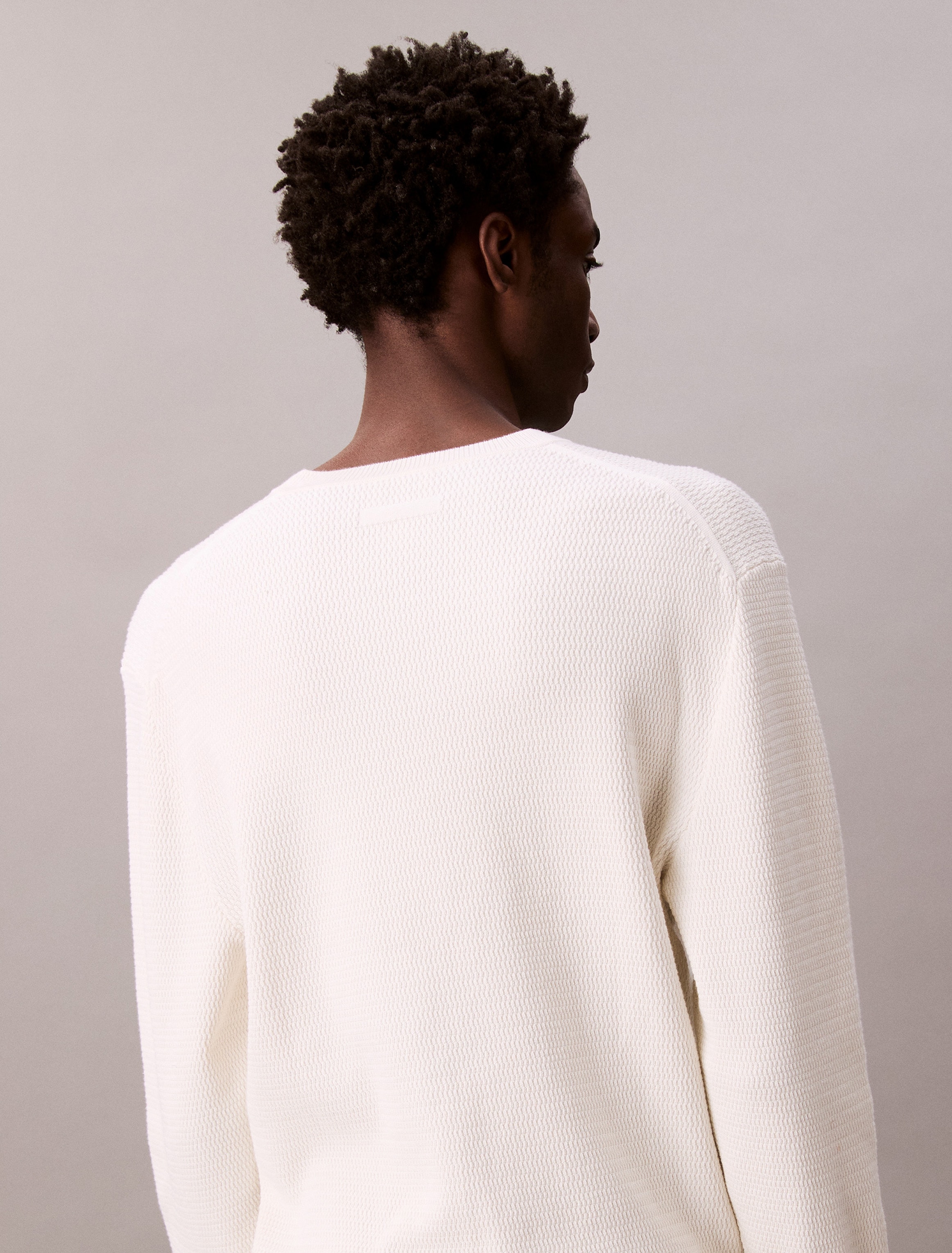 Calvin Klein Strickpullover »LS TXTR CTTN CRWNK S«, Mit Rundhalsausschnitt