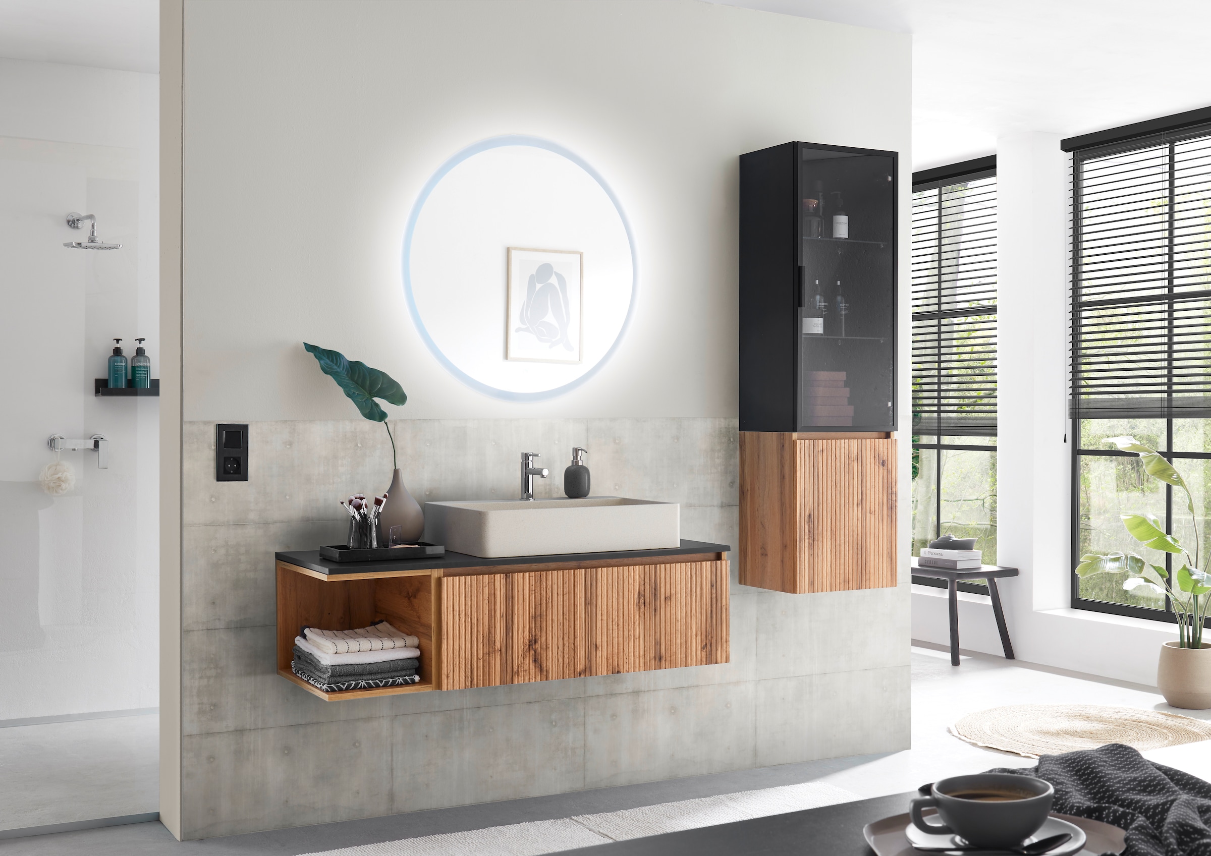 BASIC by Balculina Waschbeckenunterschrank »Loris BxHxT 120x34x47 cm« 1 Stk. tlg. Breite 120cm, Softclose, L/R montierbar