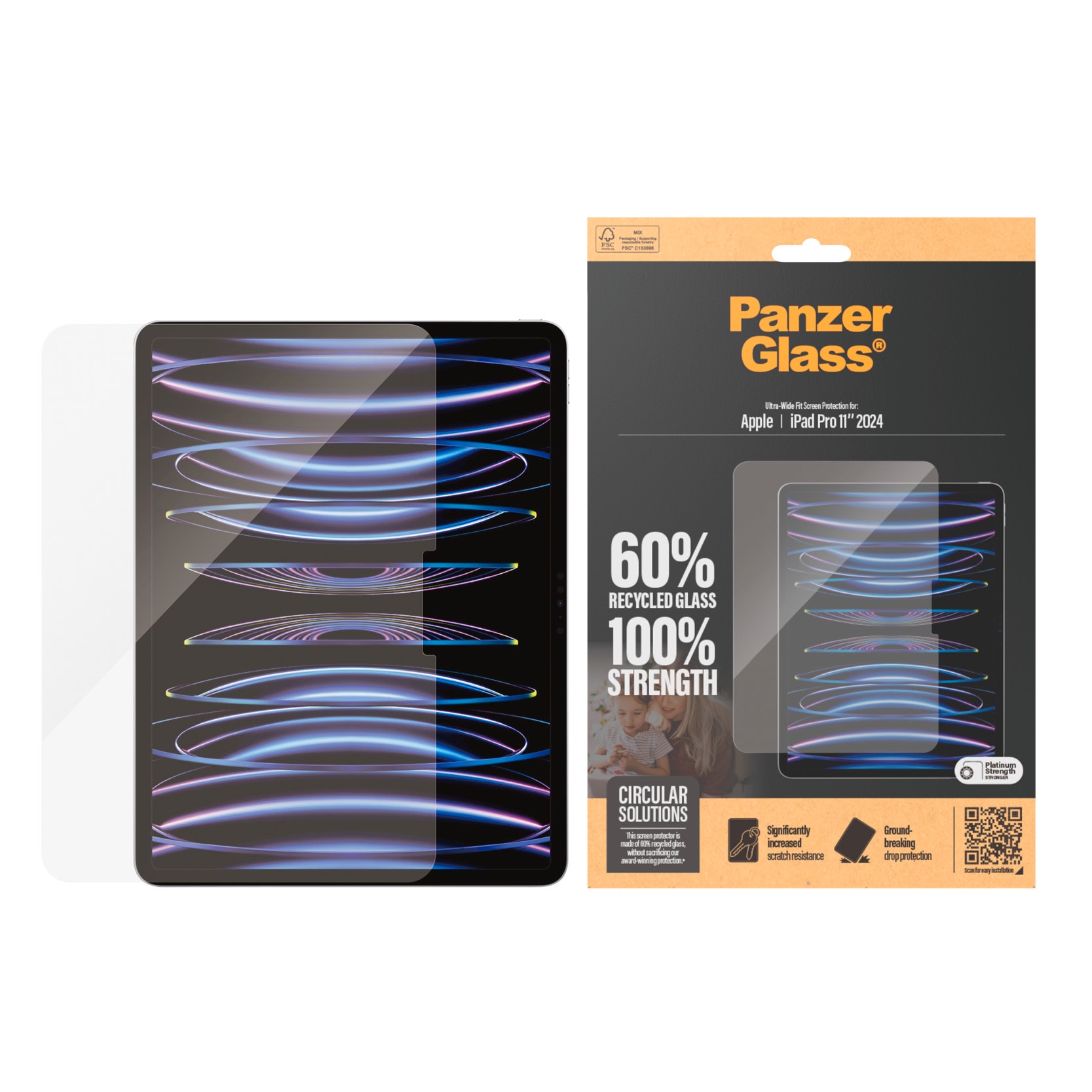 PanzerGlass Displayschutzglas »Ultra Wide Fit Screen Protector« für Apple iPad Pro 11 2024 Displayschutzfolie, Schutzfolie, Bildschirmschutz, kratz- & stoßfest