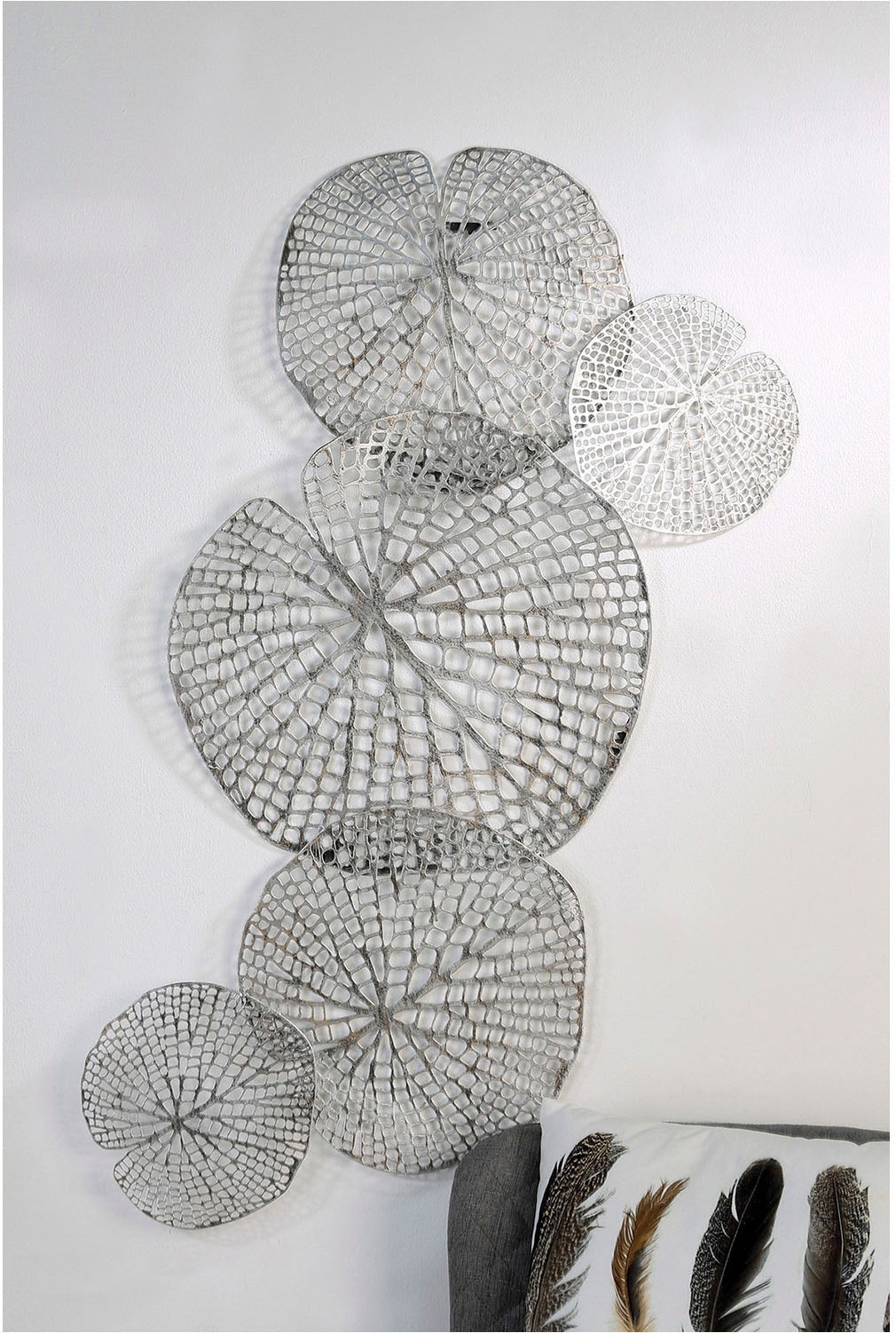 Casablanca by Gilde Wanddekoobjekt »Wandrelief Leafs silberfarben H. 94 cm« günstig online kaufen