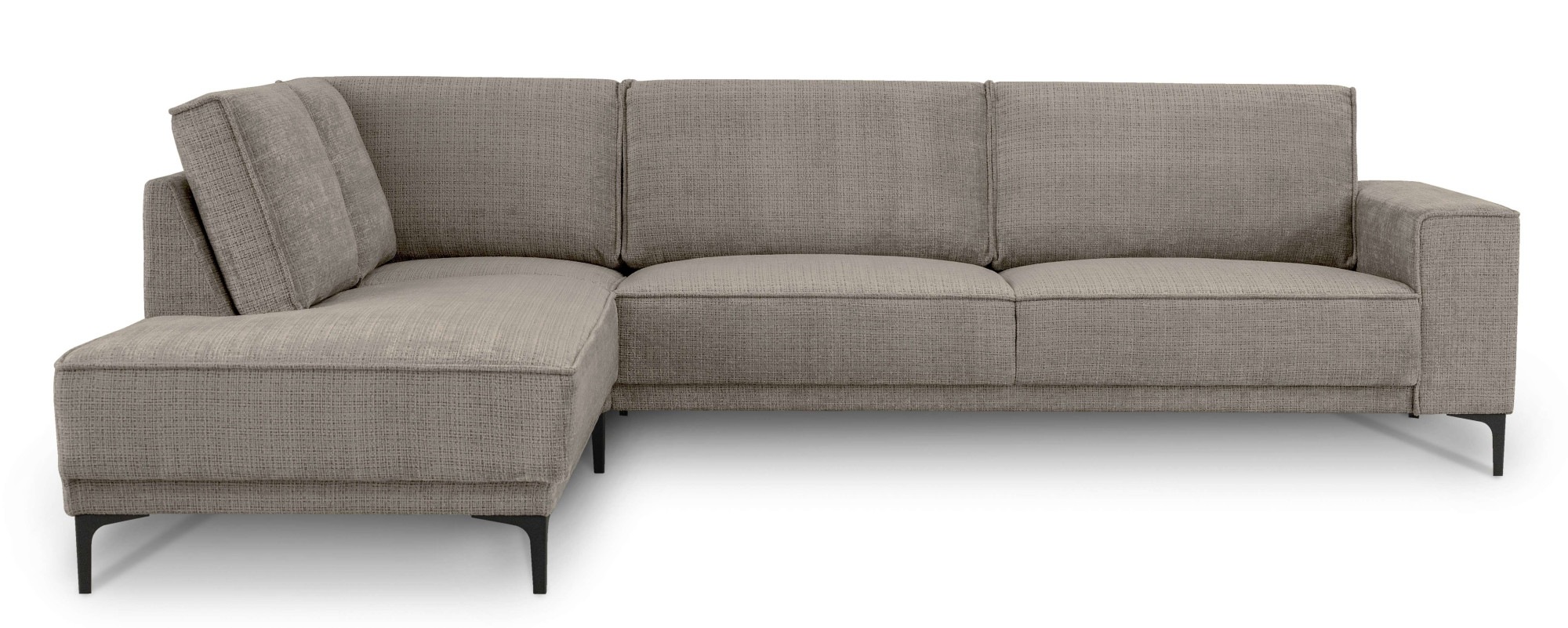 Places of Style Ecksofa »Polsterecke Oland, Struktur, Flachgewebe, Luxus-Microfaser, Boucle«, L-Form, 289 cm, Wellenunterfederung, Skandi-Design, Metallfüße